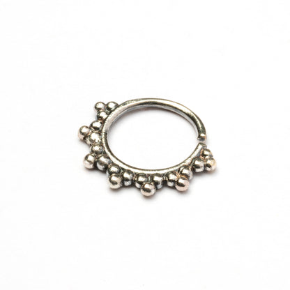 Amalur Indian style silver septum ring left side view