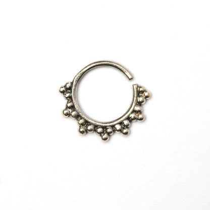 Amalur Indian style silver septum ring frontal view