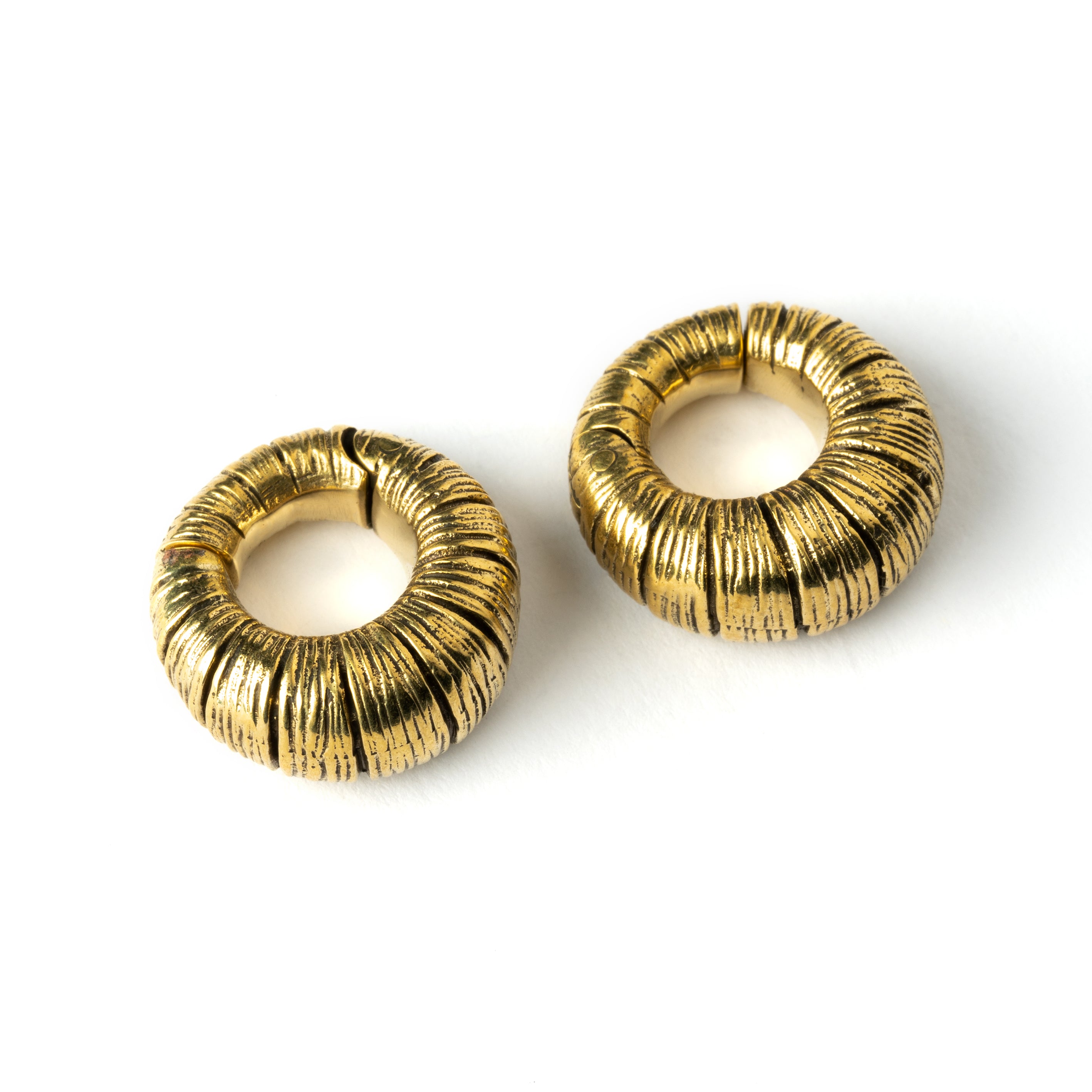 pair of Amara ear weights hoops clicker earrings side view