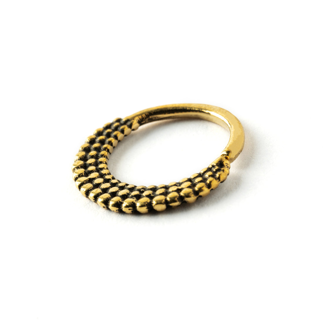 Ameya golden brass tribal septum ring right side view