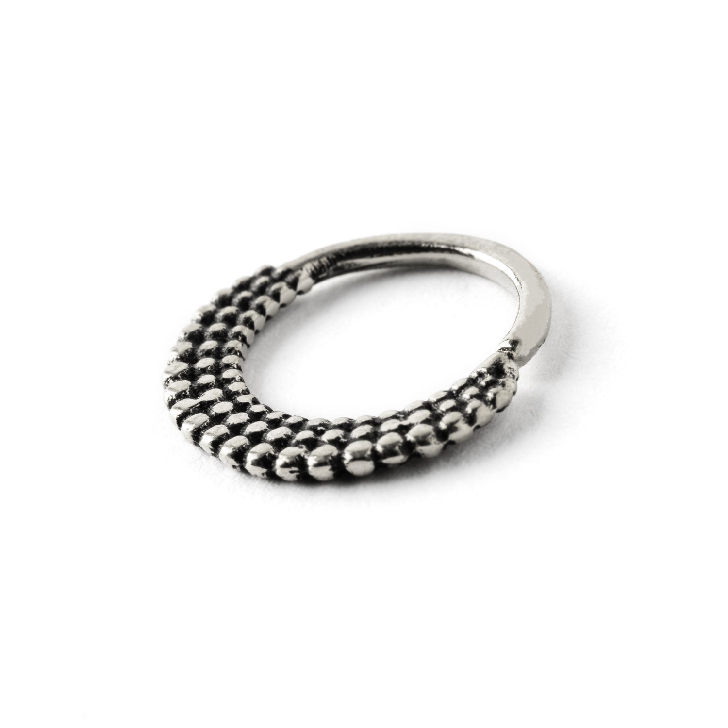 Ameya silver septum ring right side view