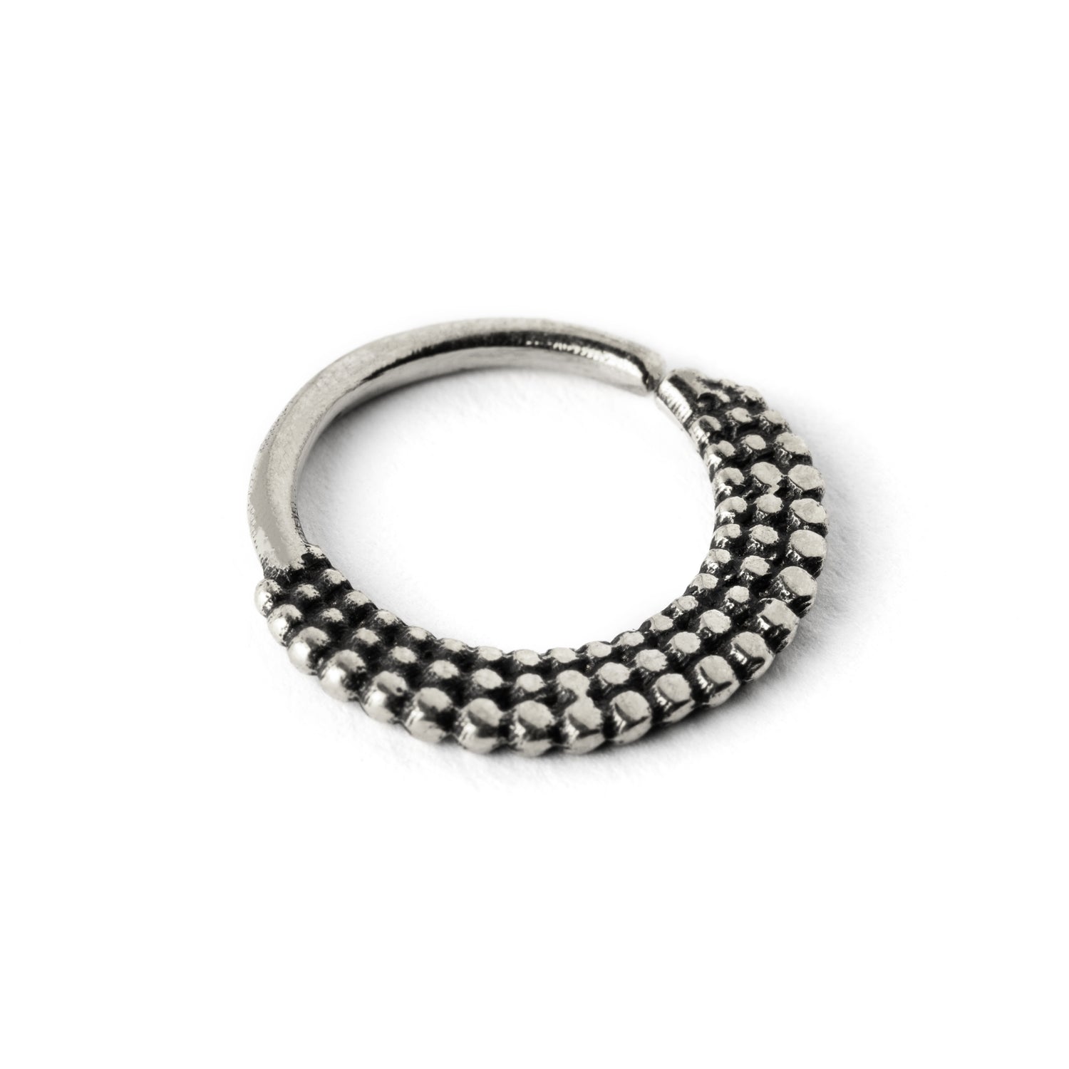 Ameya silver septum ring left side view