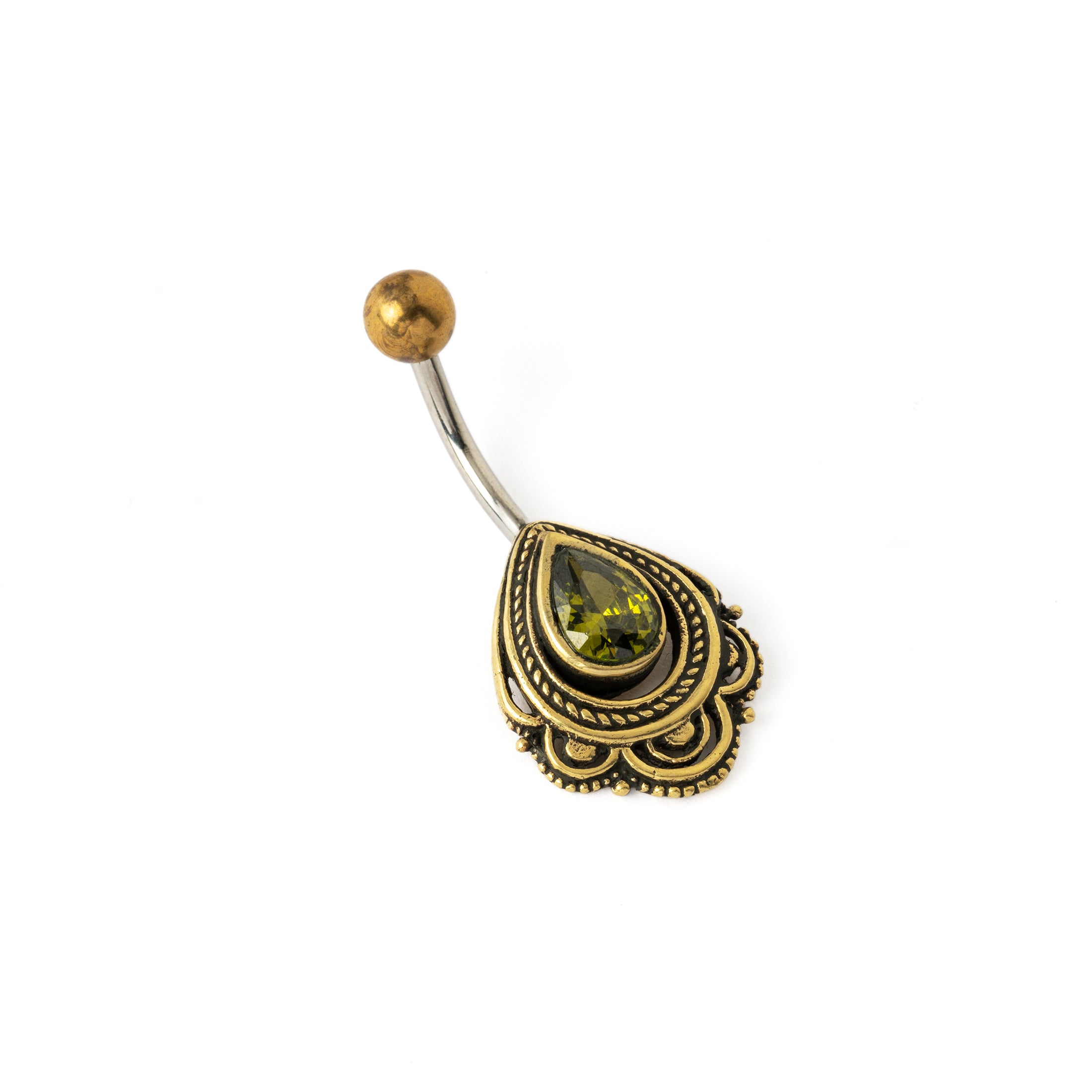 Peridot belly store button ring