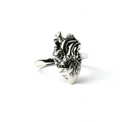 Silver Anatomic Heart Ring right side view