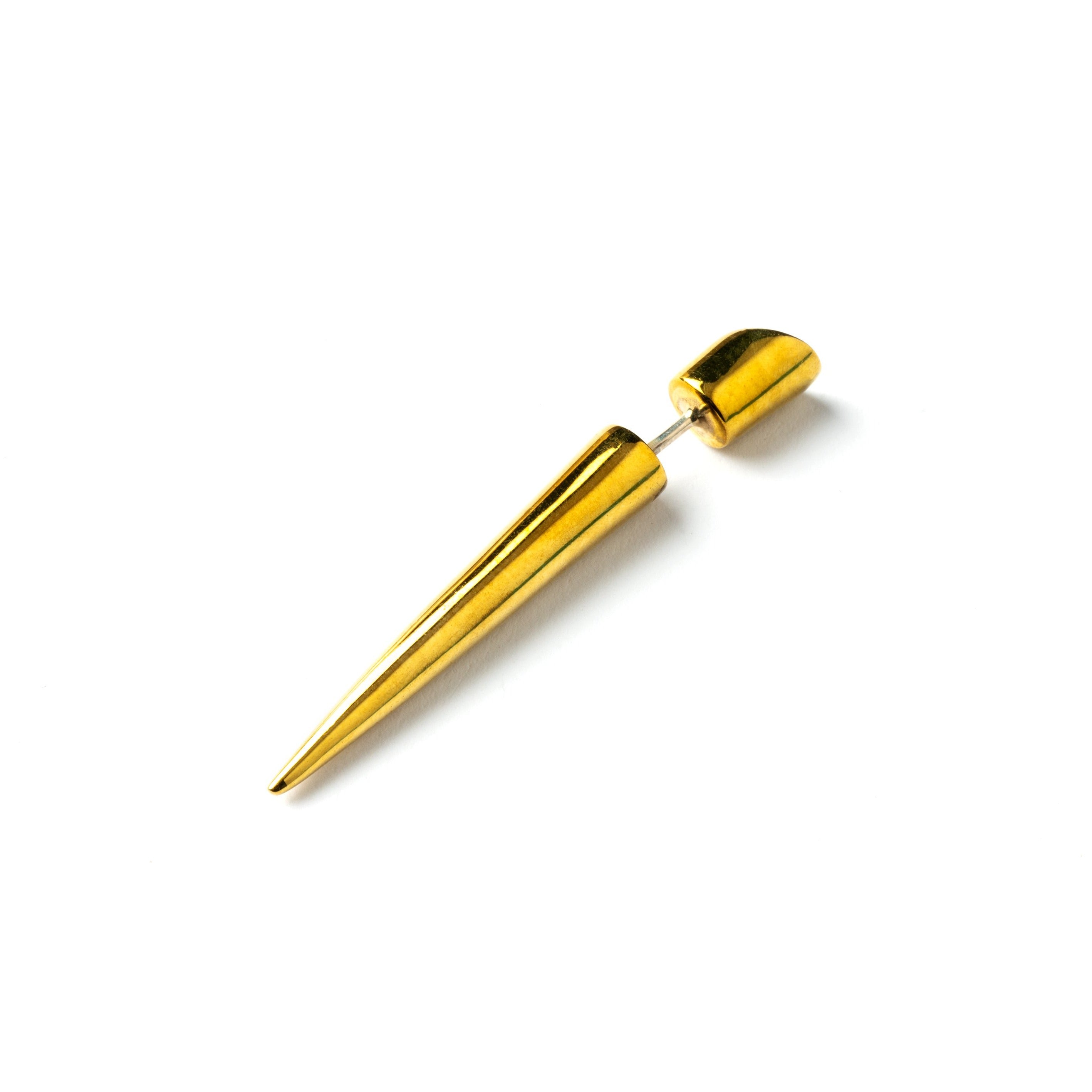 Anjuna Brass Spike Fake Gauge Earring side view