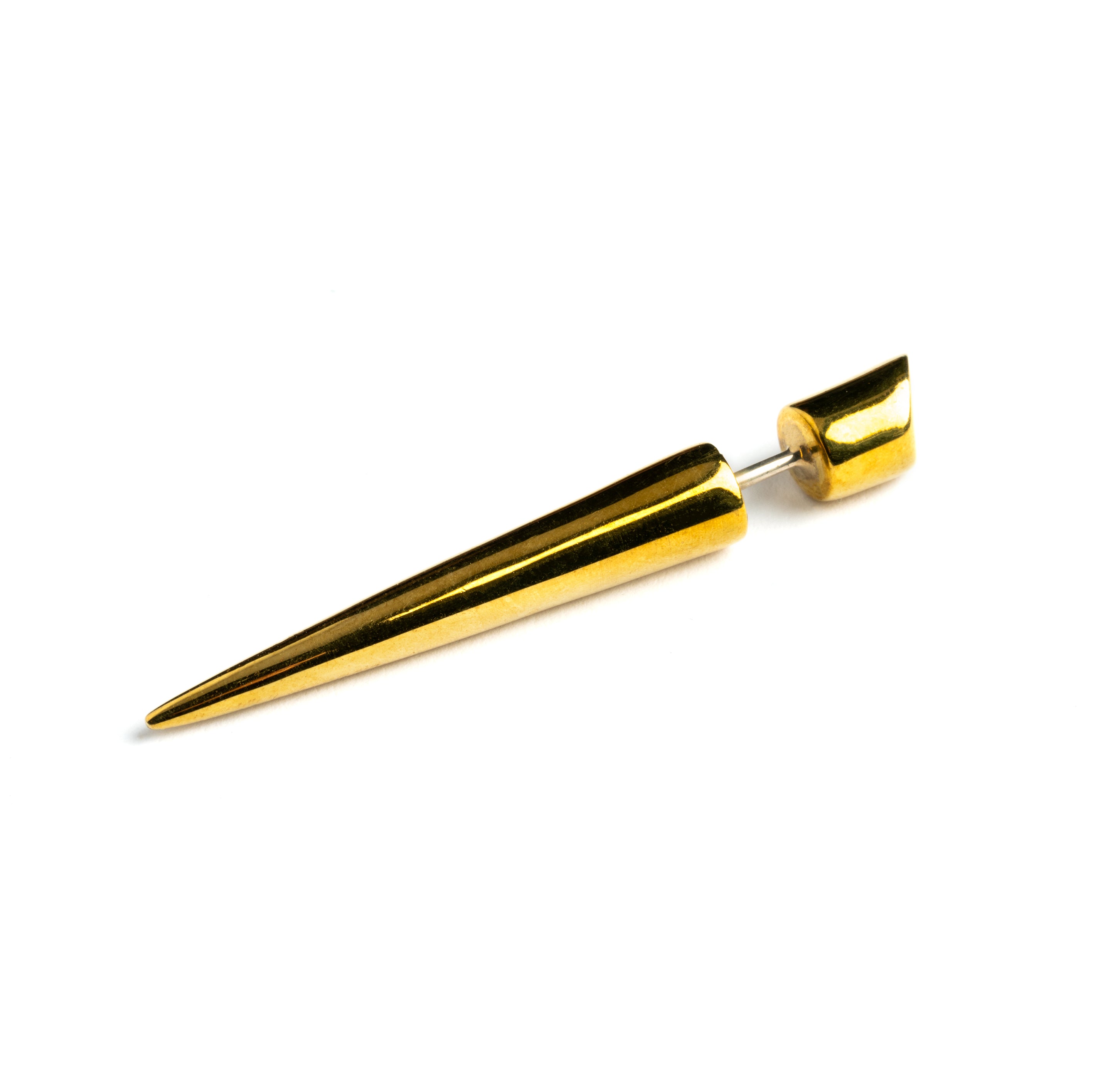 Anjuna Brass Spike Fake Gauge Earring side view