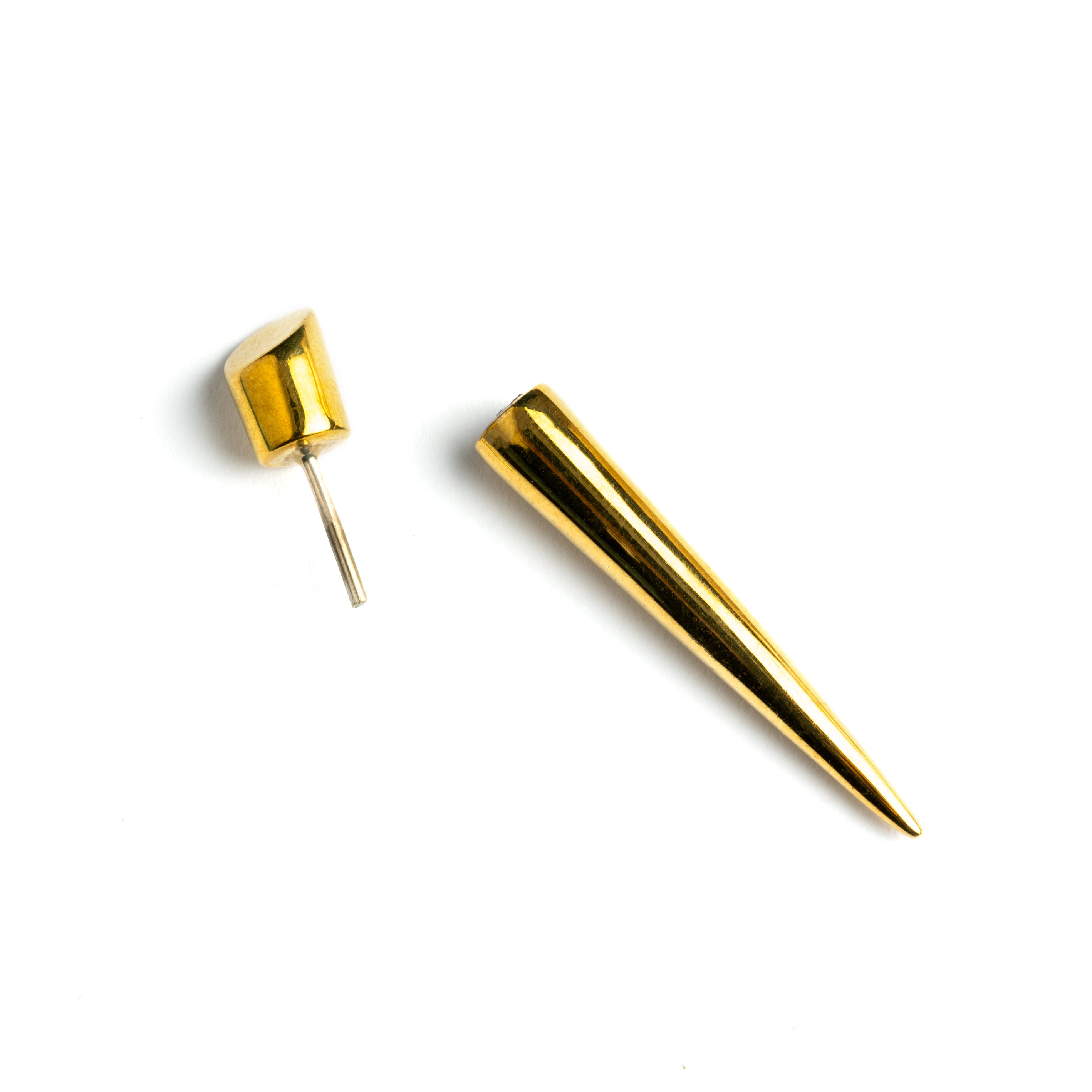 Anjuna Brass Spike Fake Gauge Earring closure view
