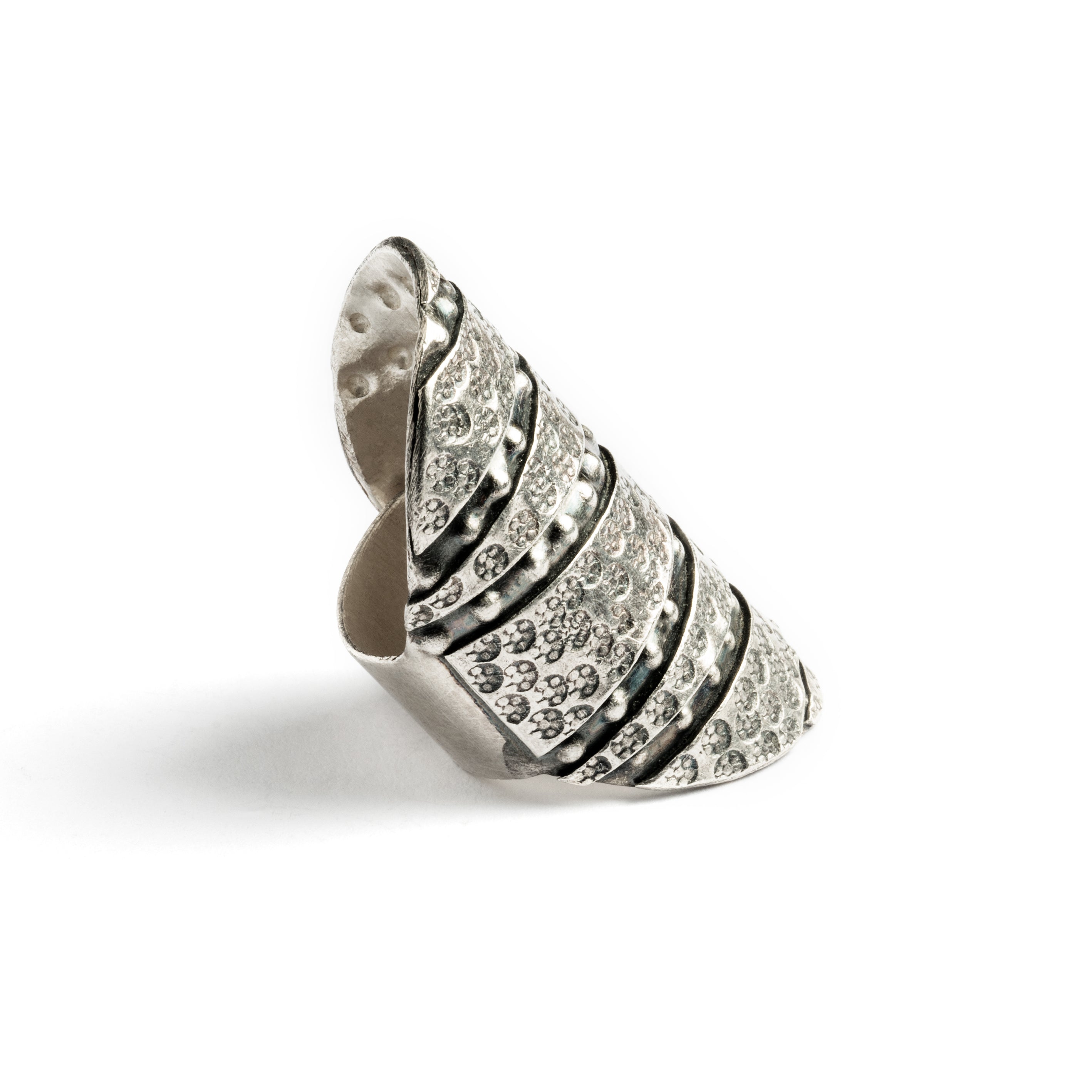 Armadillo Tribal Silver Ring side view