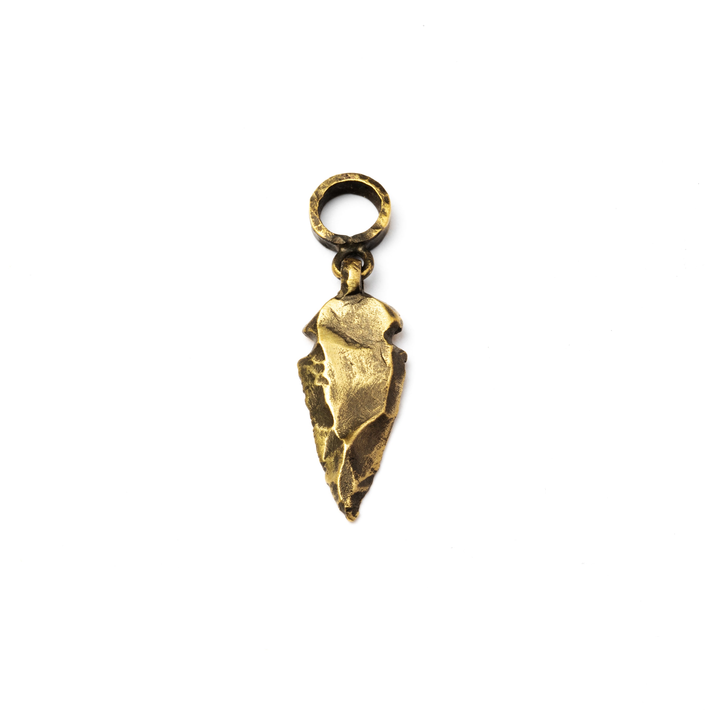 golden brass arrowhead pendant frontal view