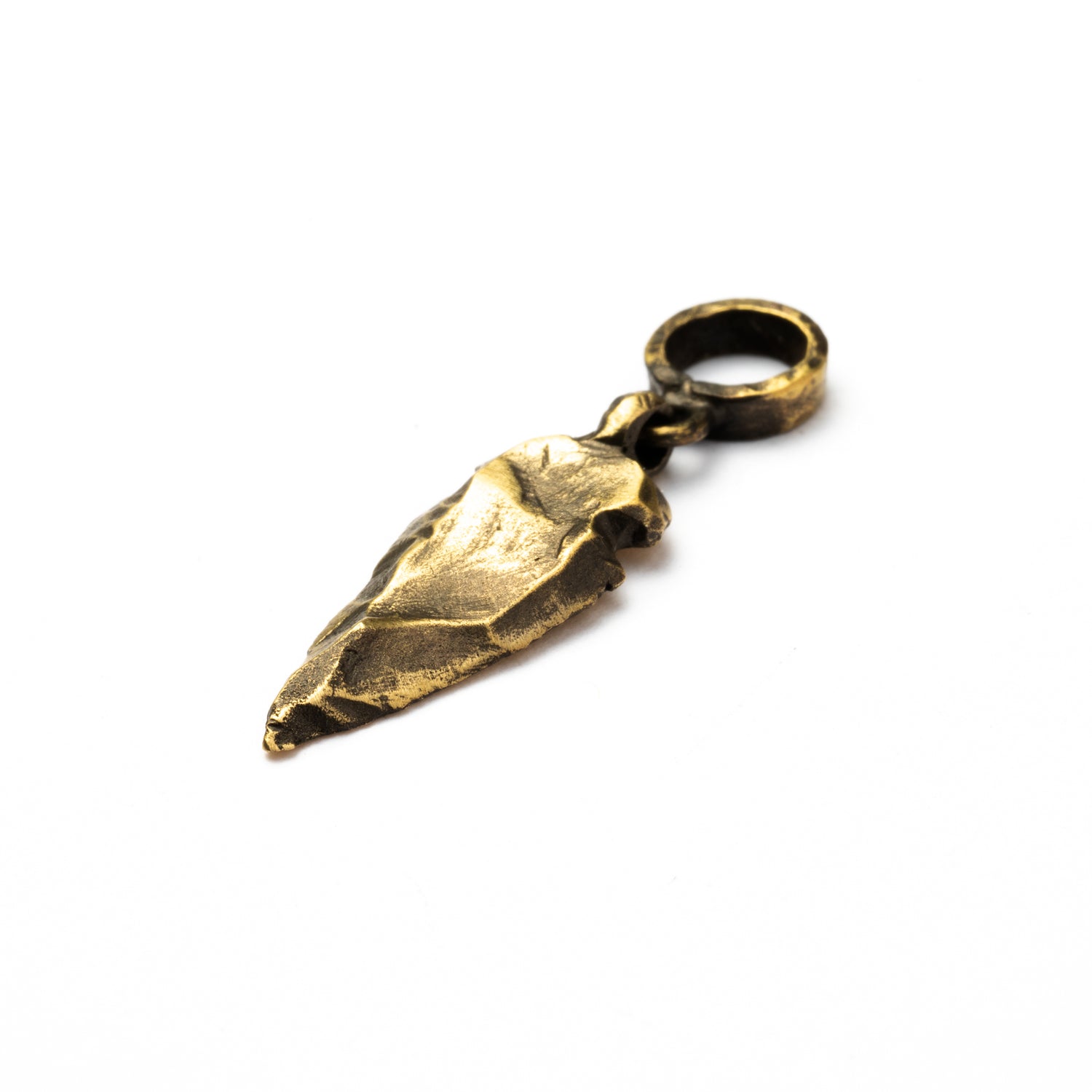 golden brass arrowhead pendant right side view