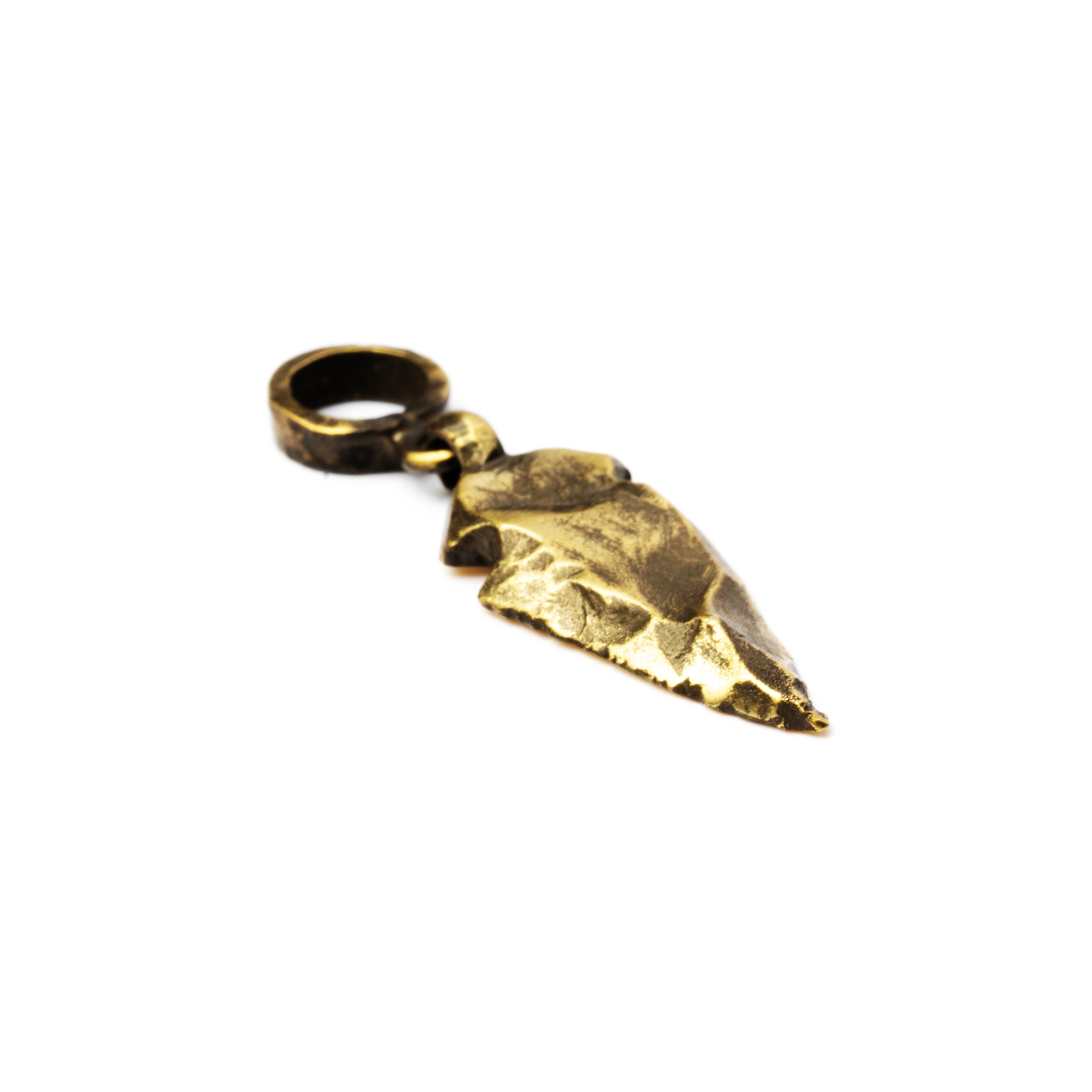 golden brass arrowhead pendant left side view