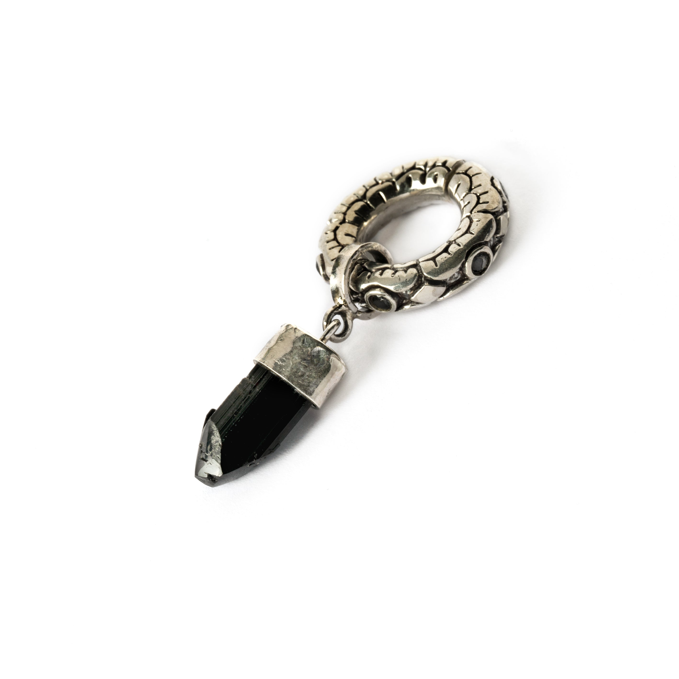 Ashara Silver Hanger - Black Turmaline right side view