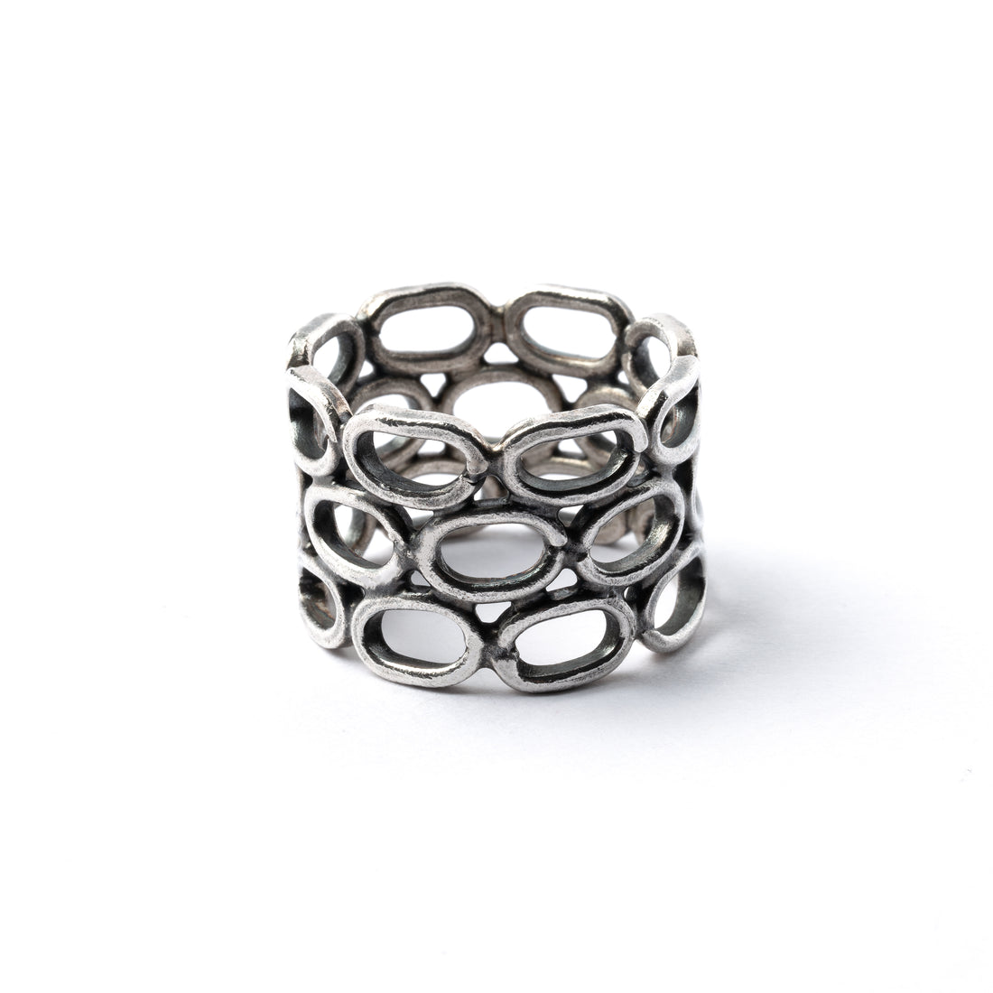 Barba Tribal Silver Ring frontal view