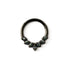 Black surgical steel teardrop petals septum clicker with crystals frontal view