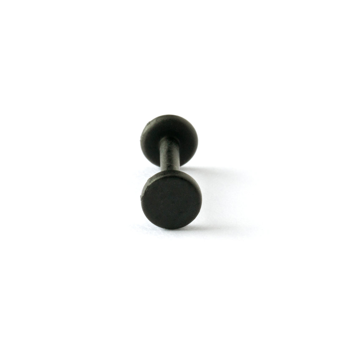 matte black surgical steel round flat disc labret stud frontal view