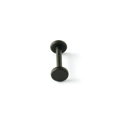 matte black surgical steel round flat disc labret stud above view