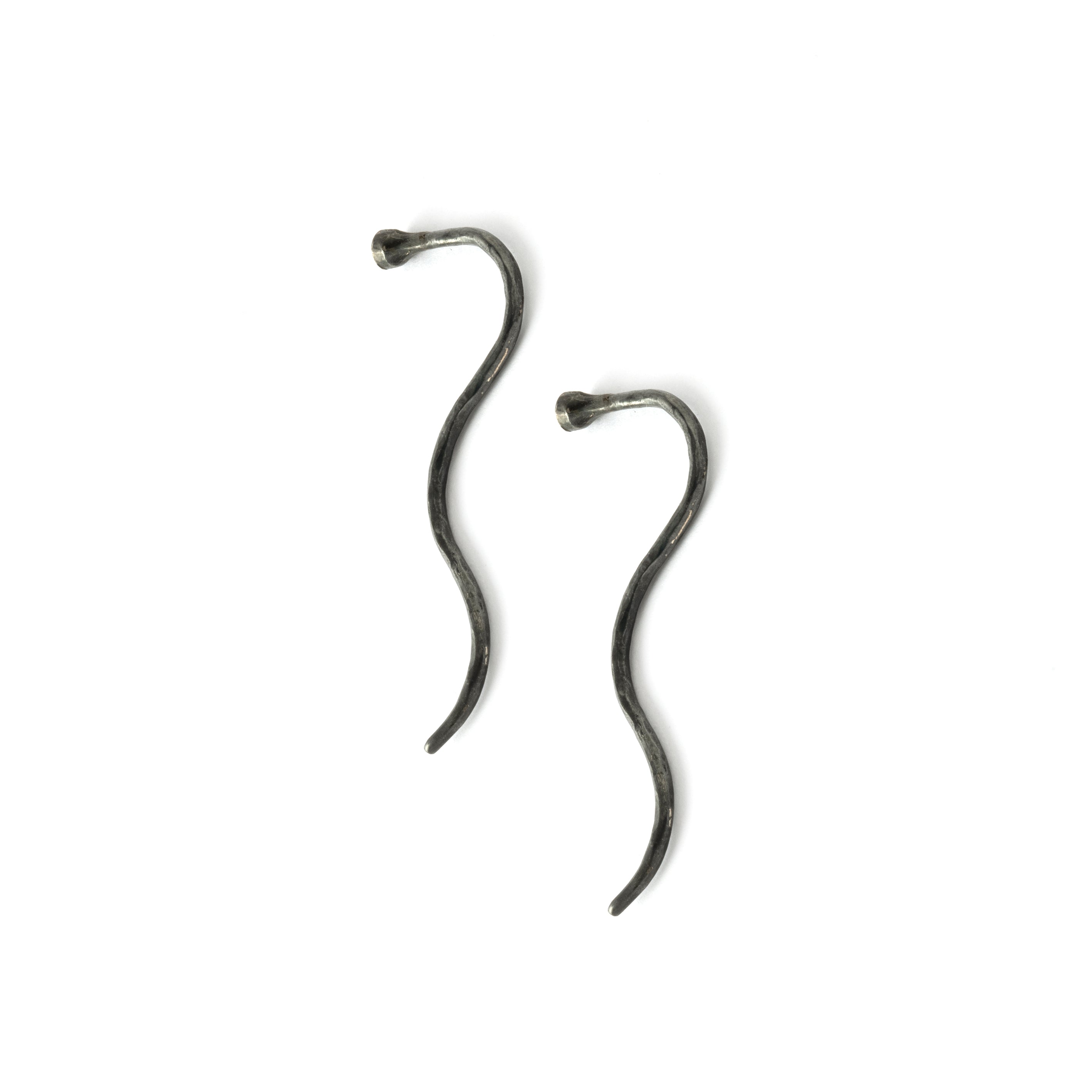 Black Silver Long Tail Earrings with Iolite