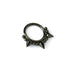 shiny black surgical steel clicker ring ornamented with spheres and spikes right side view