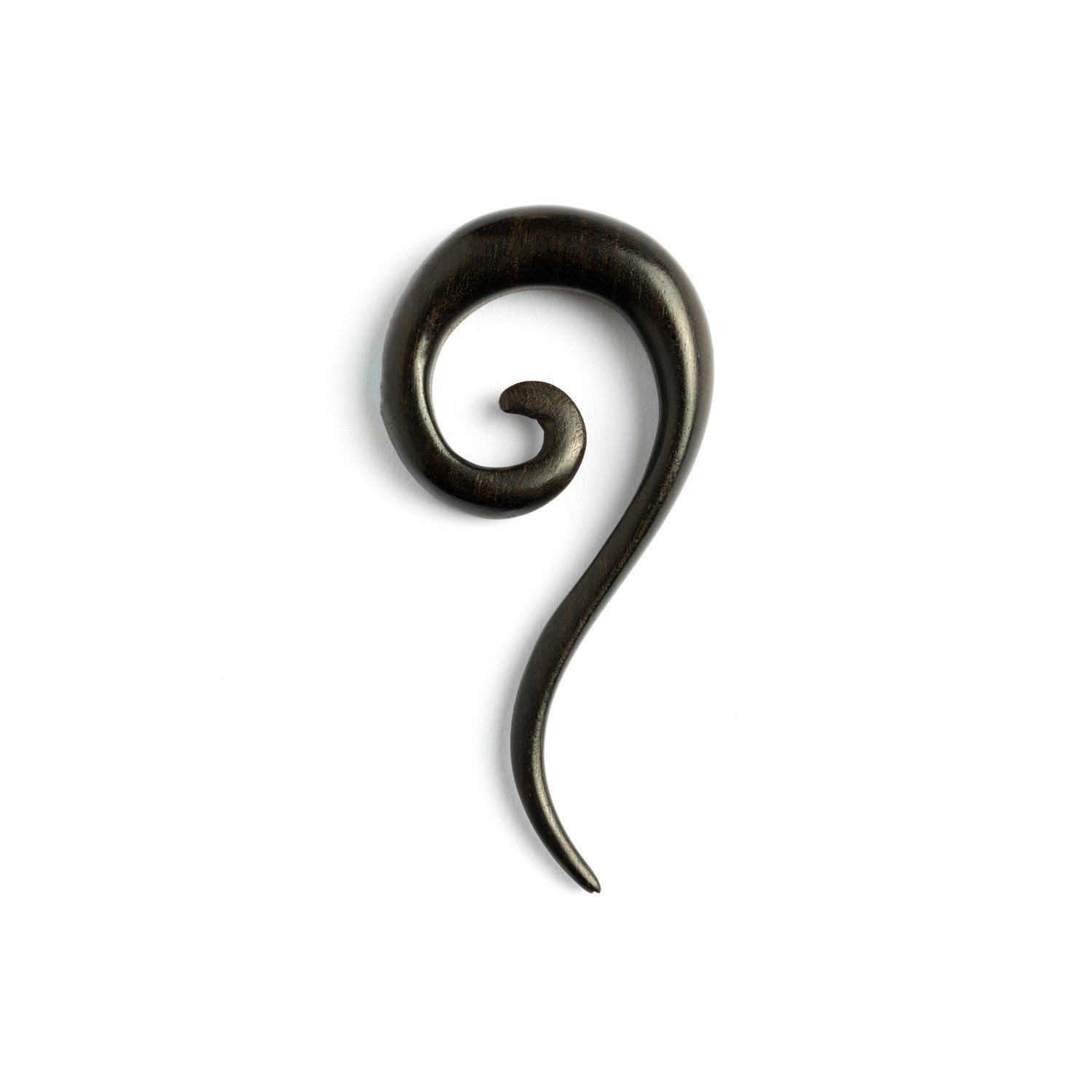 spiral top hook black wood ear stretcher front view