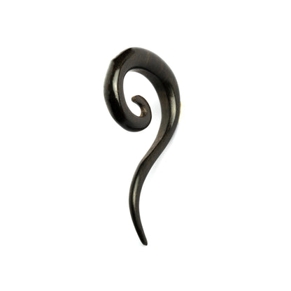spiral top hook black wood ear stretcher right side view