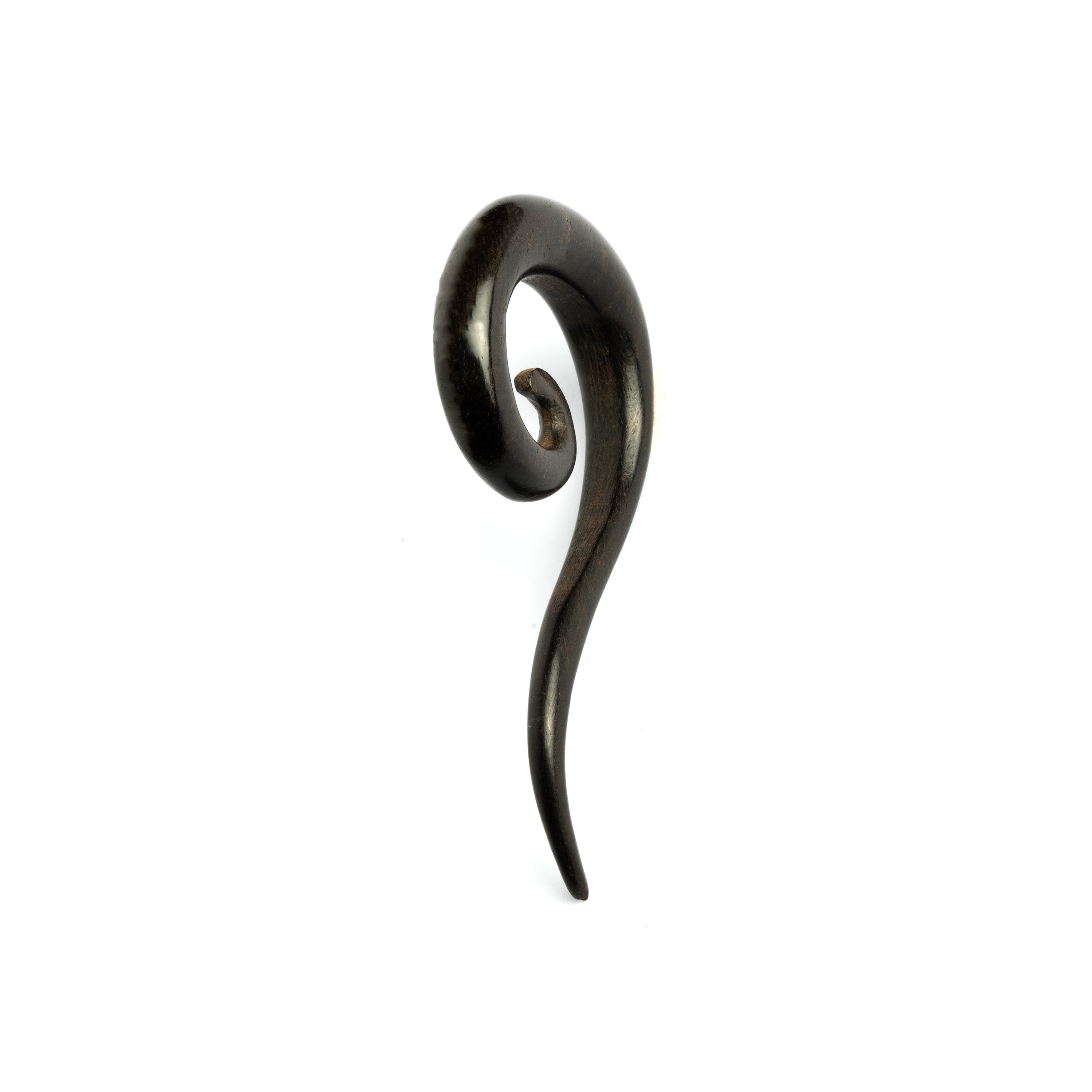 spiral top hook black wood ear stretcher straright view
