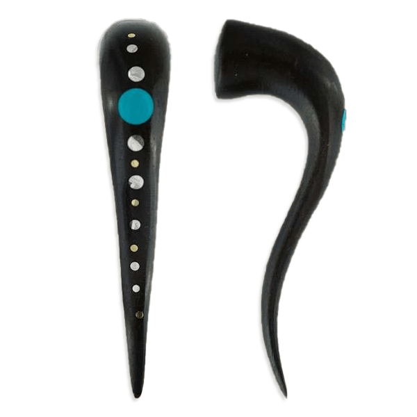 Black Wood Hook Stretcher with set Silver and Turquoise