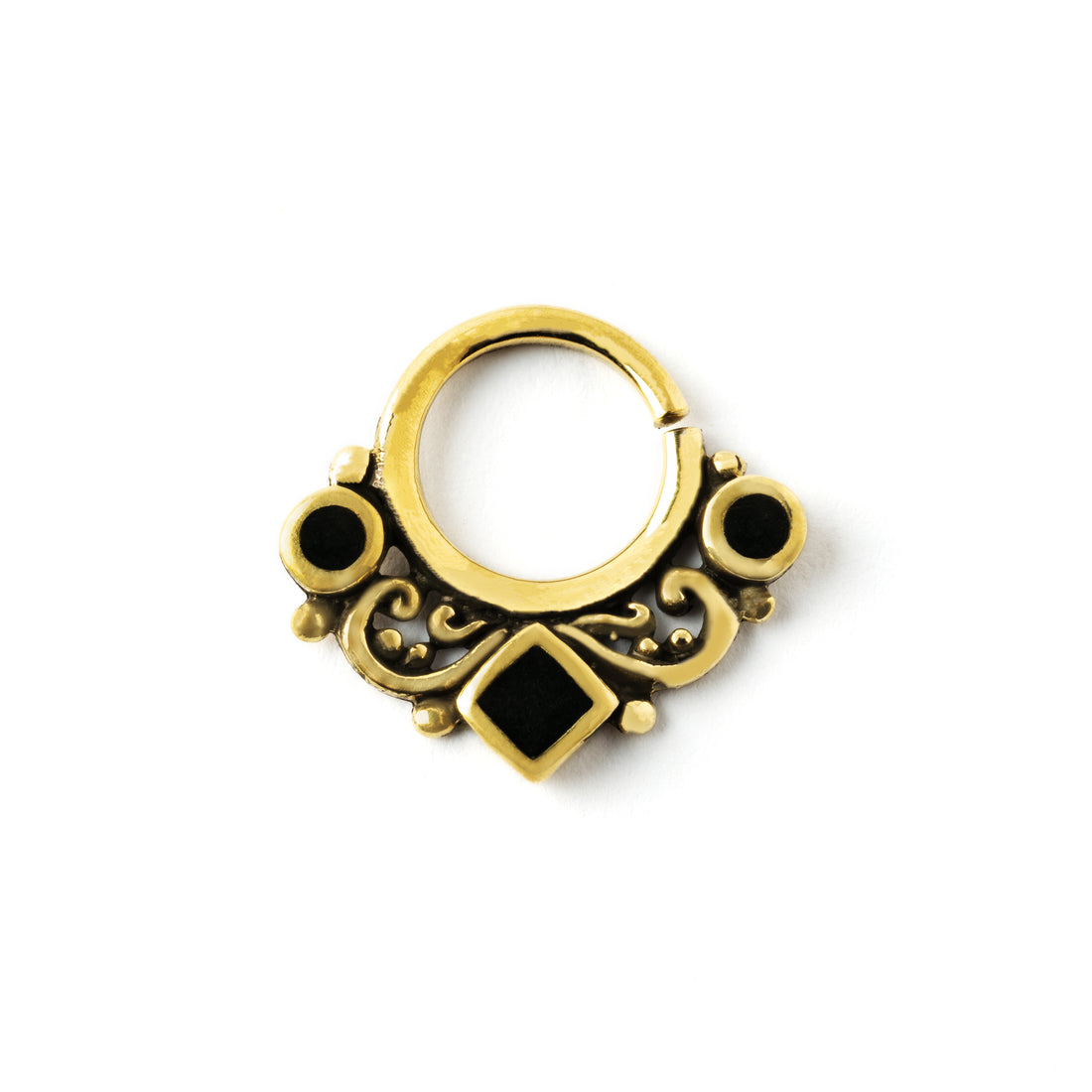 Black-shell-septum-ring frontal view