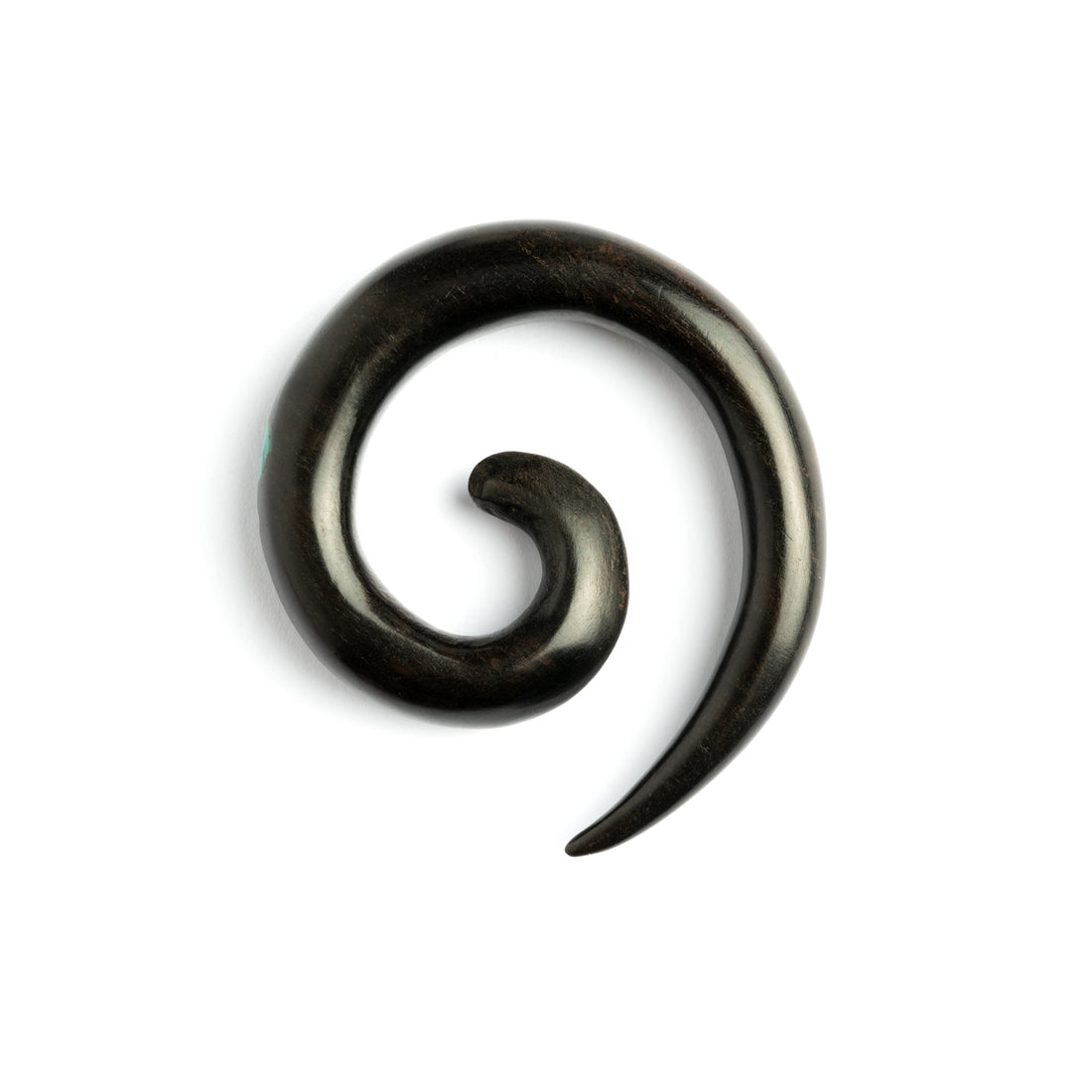 Spiral Rosewood Ear Stretcher with Stone and Silver Inlays