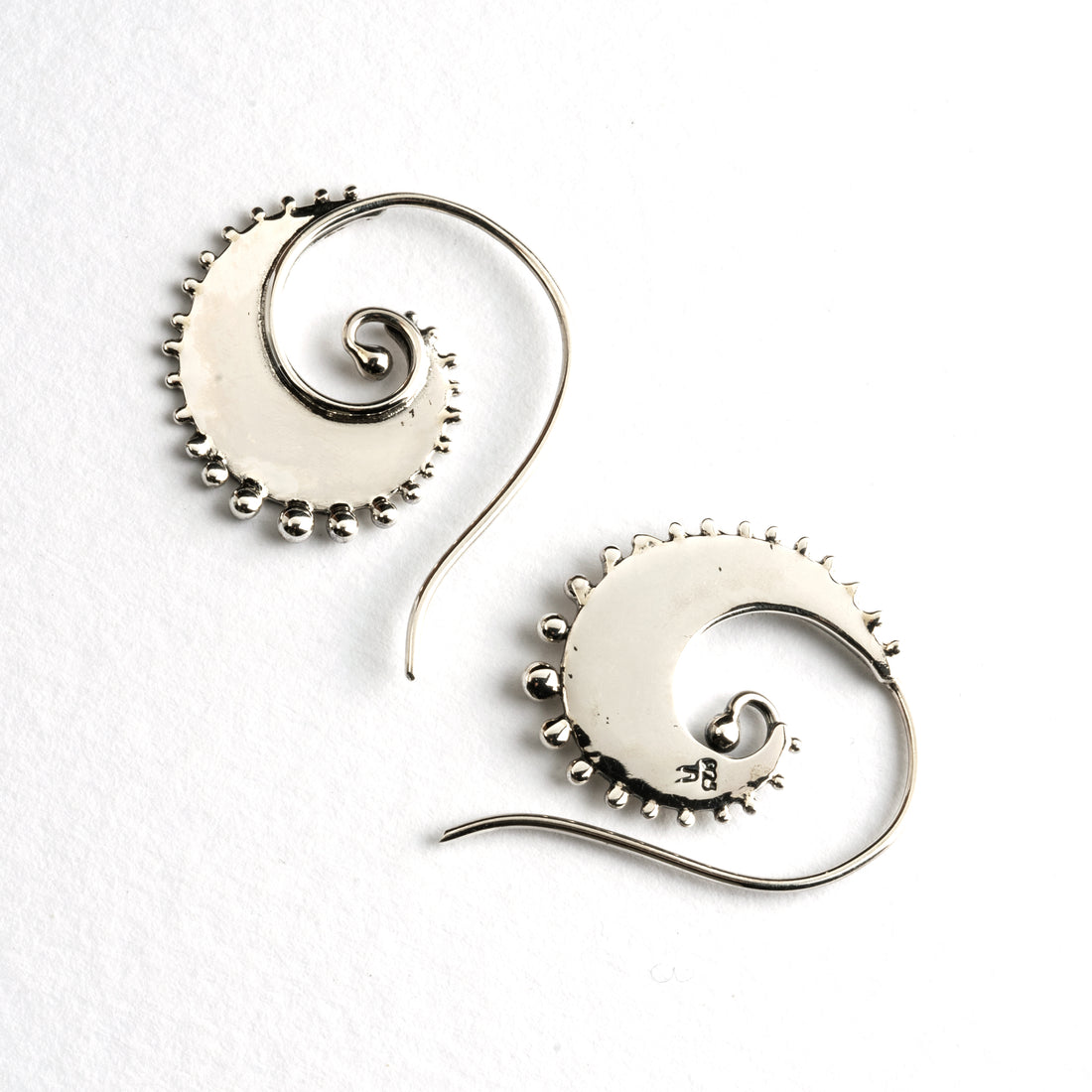 Boho Silver Spiral Earrings | Tribu Jewellery London 