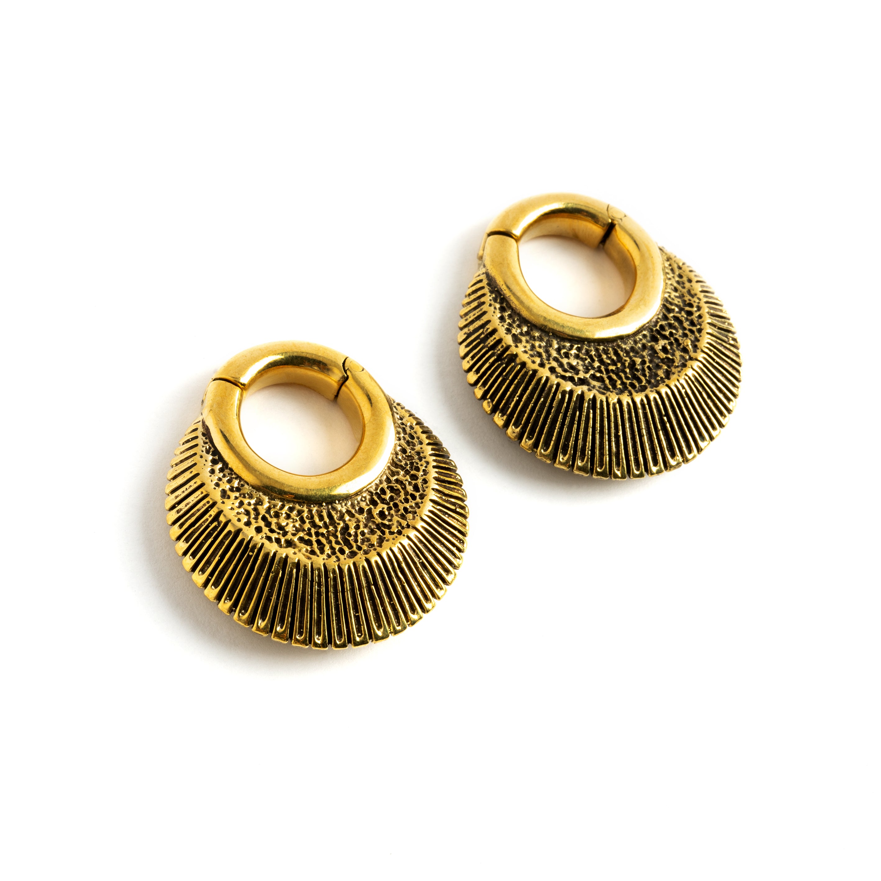 Brass African clicker Hoop Gauge Earrings ear weights hangers side