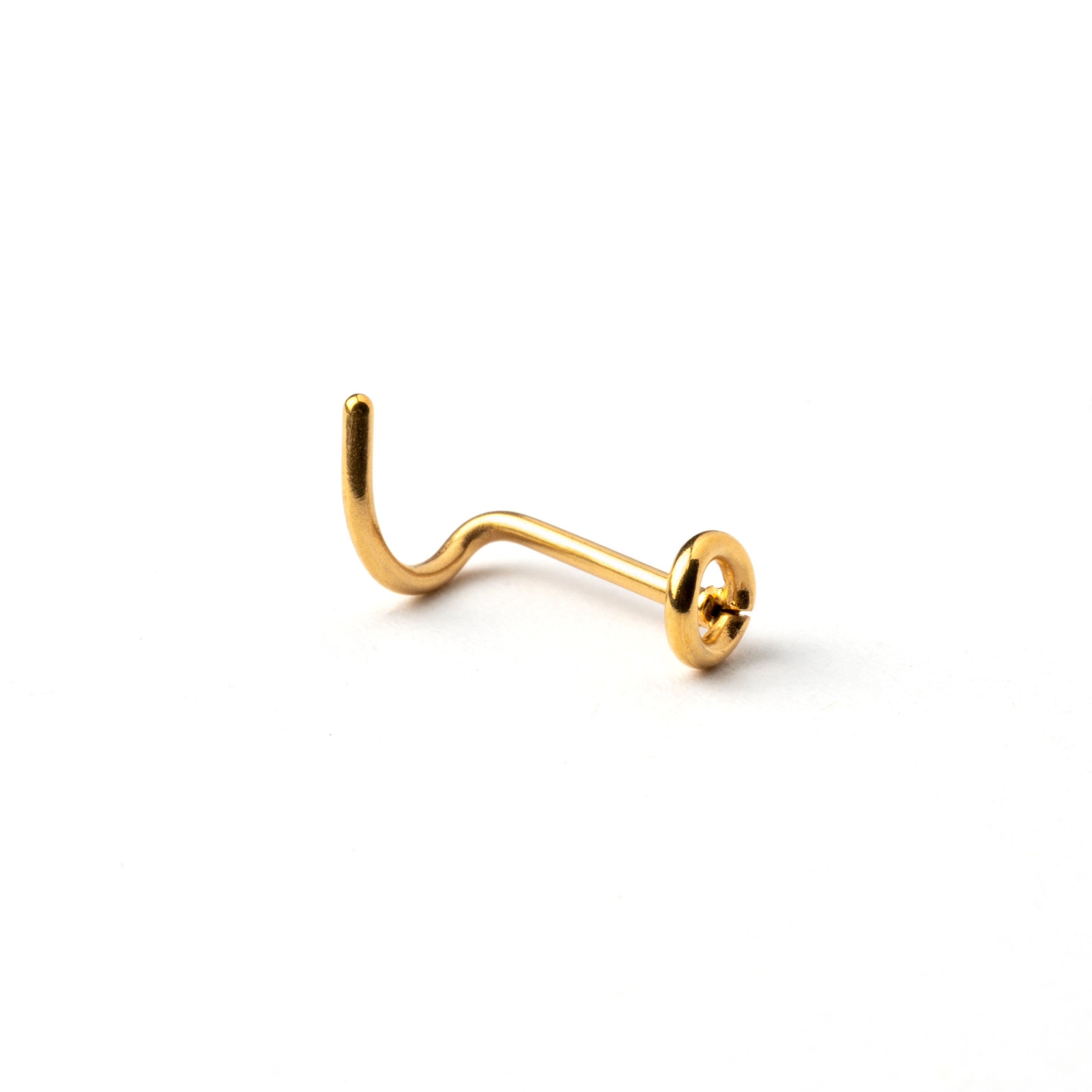 golden circle wire nose stud back side view
