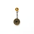 Lotus Flower Belly Piercing with set Onyx frontal view