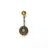 Lotus Flower Belly Piercing with set Turquoise frontal view