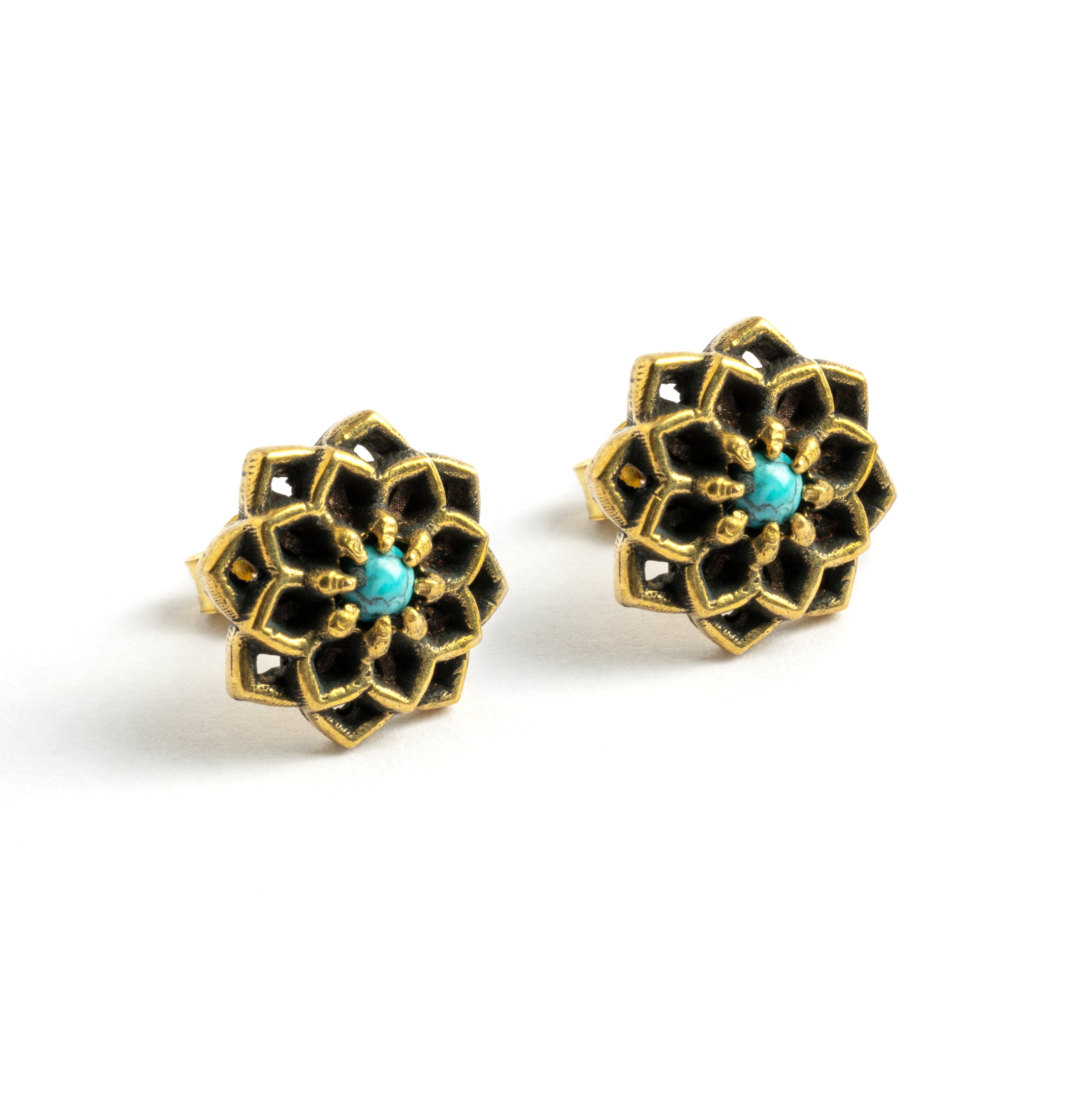 Turquoise flower hot sale stud earrings