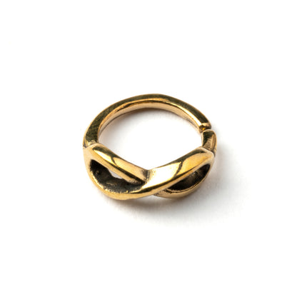 golden brass Infinity piercing nose ring side view