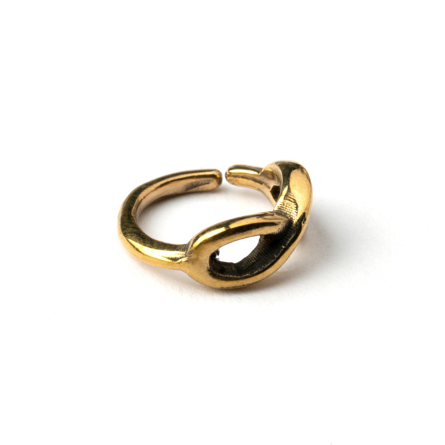 golden brass Infinity piercing nose ring left side view