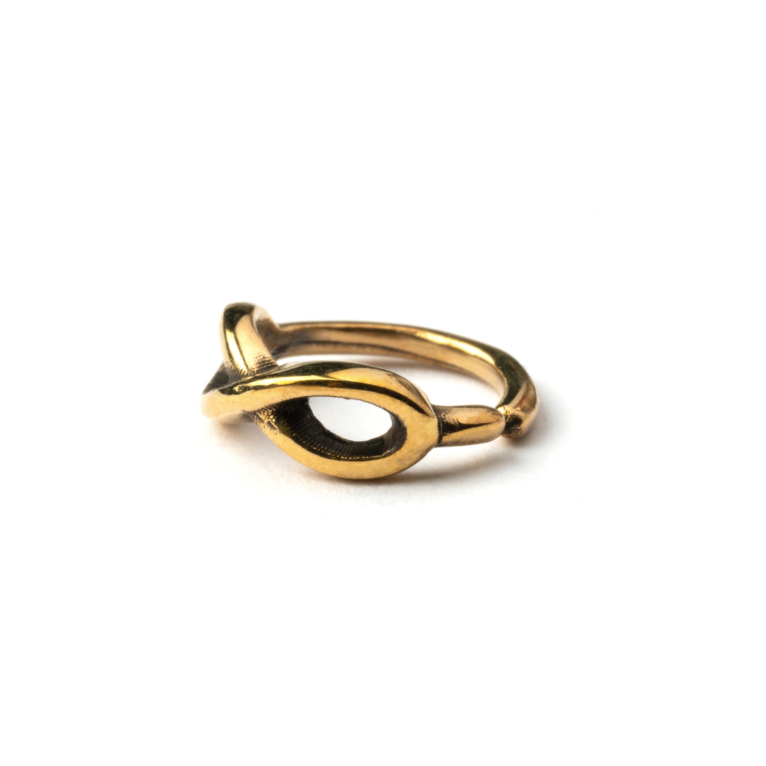 golden brass Infinity piercing nose ring right side view