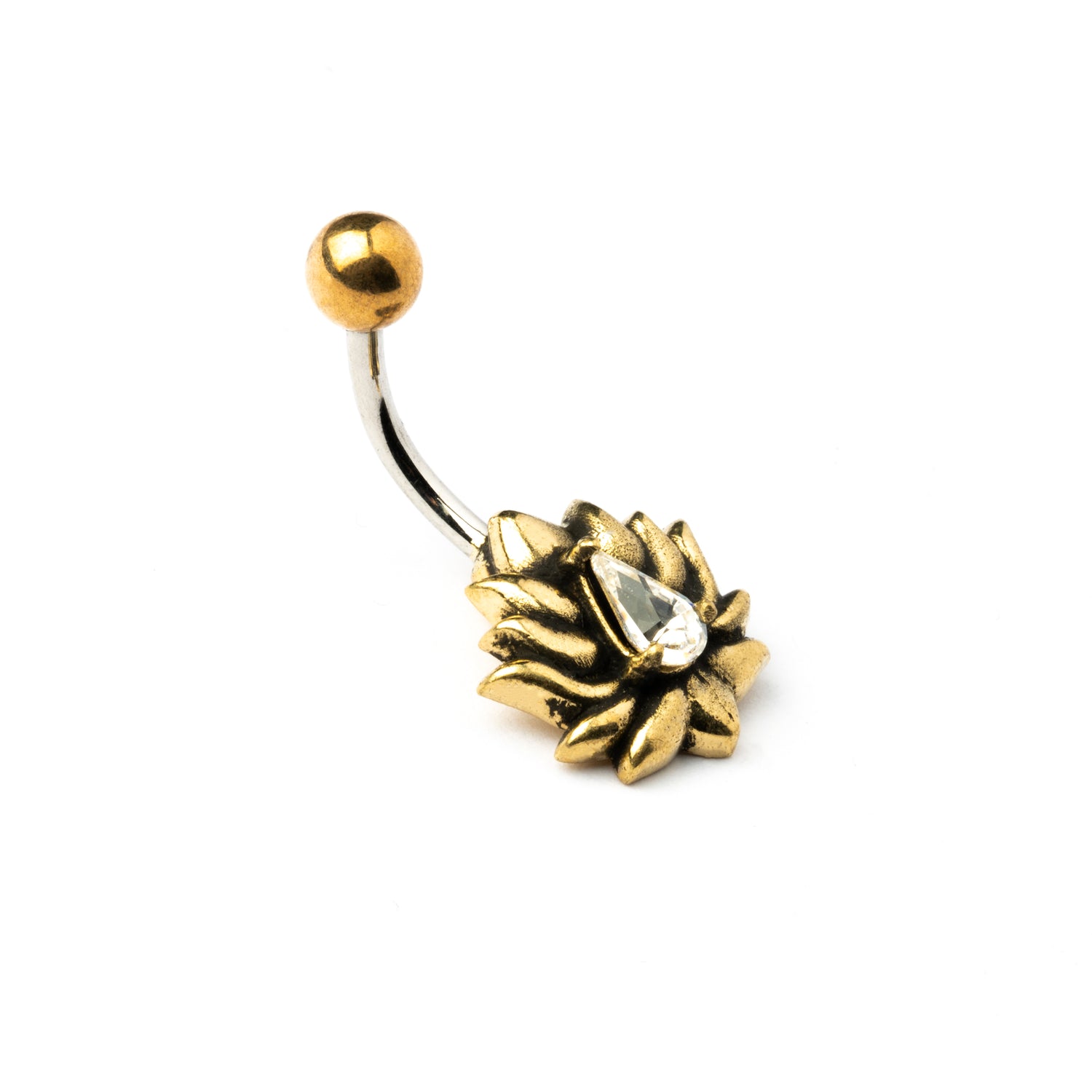 Lotus Belly Bar with Crystal side view