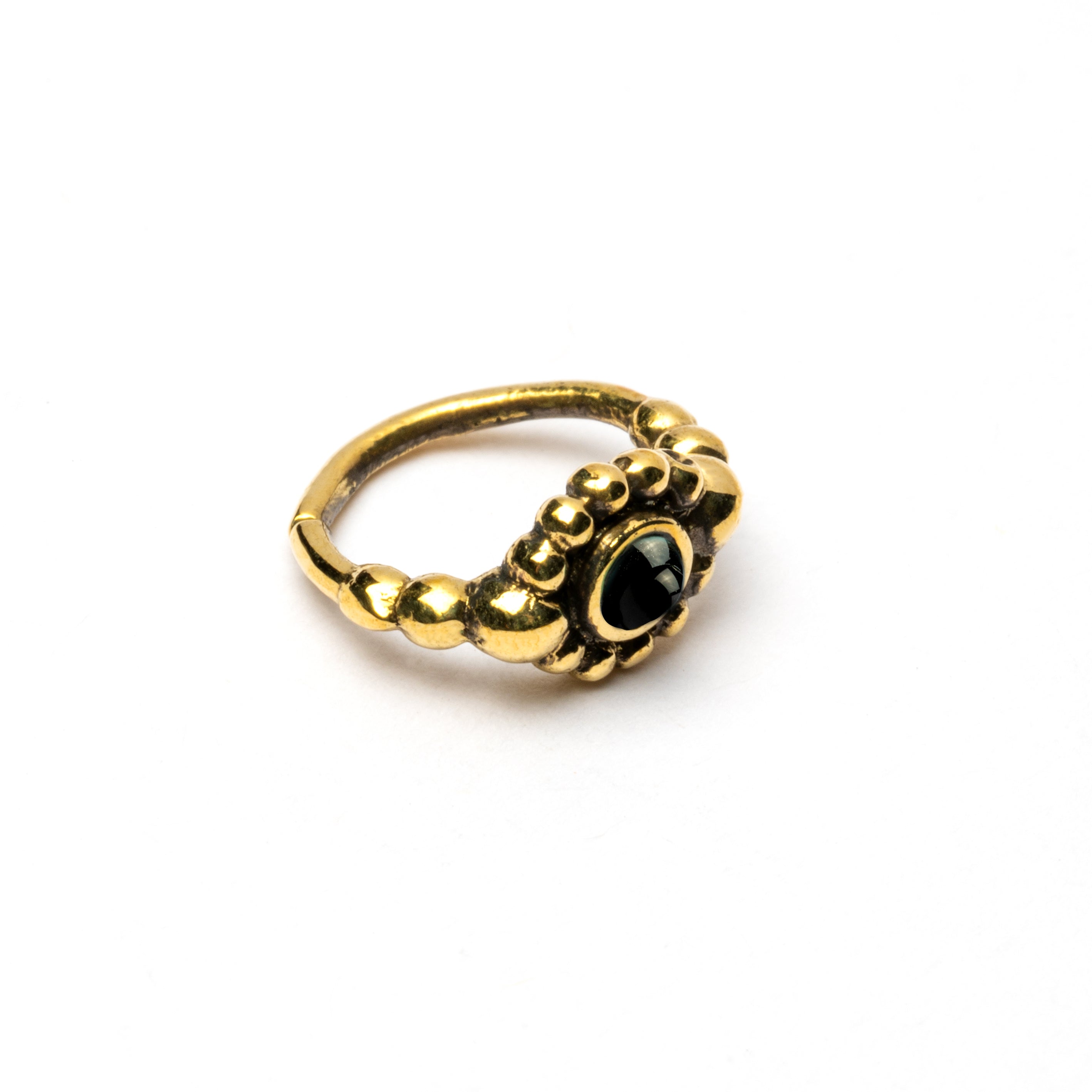 Flower Nose Ring With black Onyx left side view