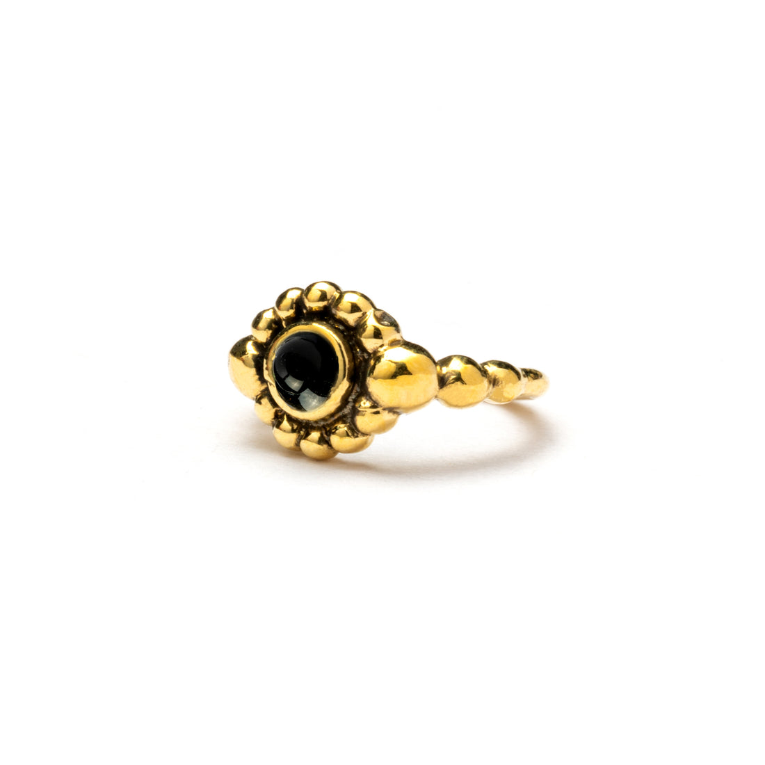 Flower Nose Ring With black Onyx right side view