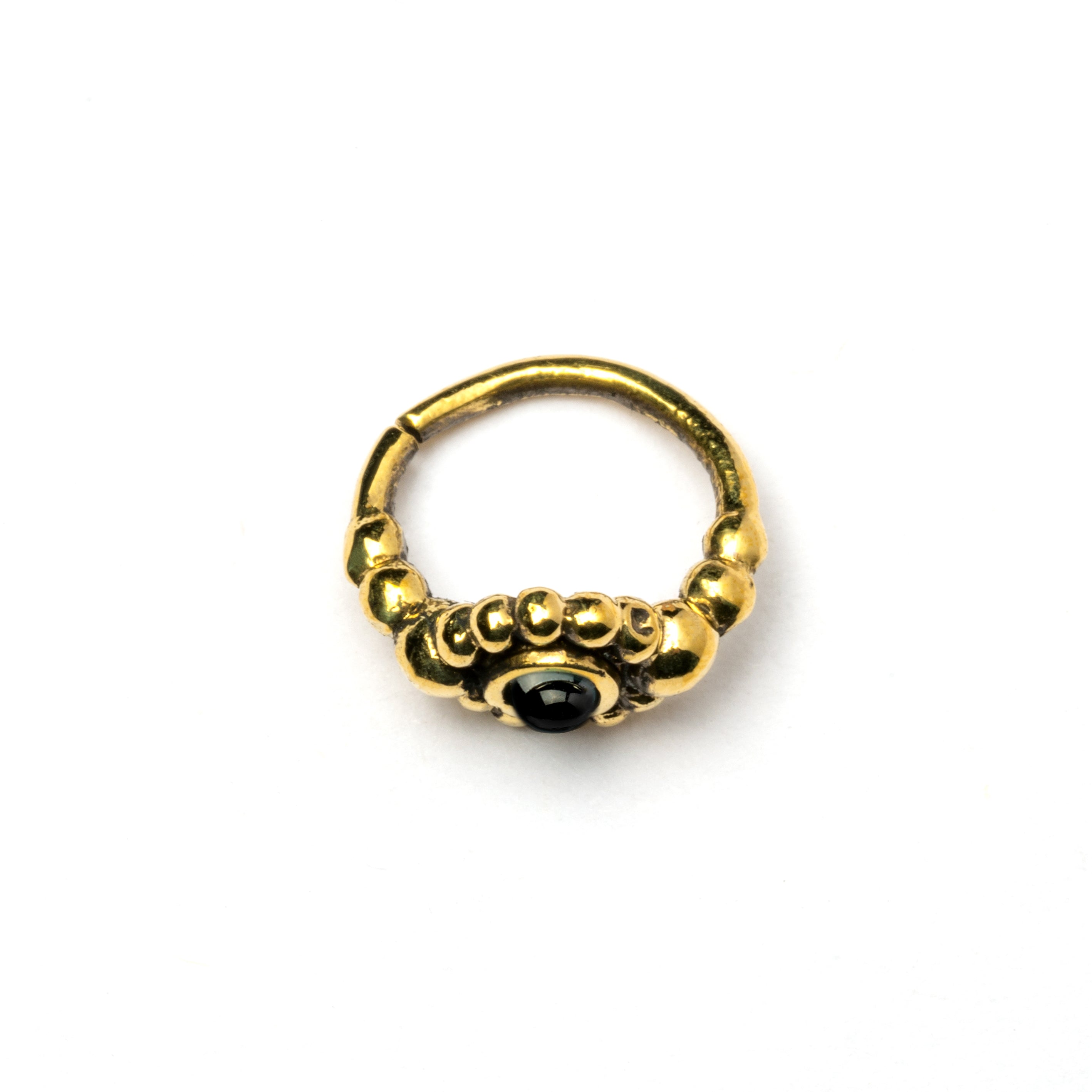 Flower Nose Ring With black Onyx side view