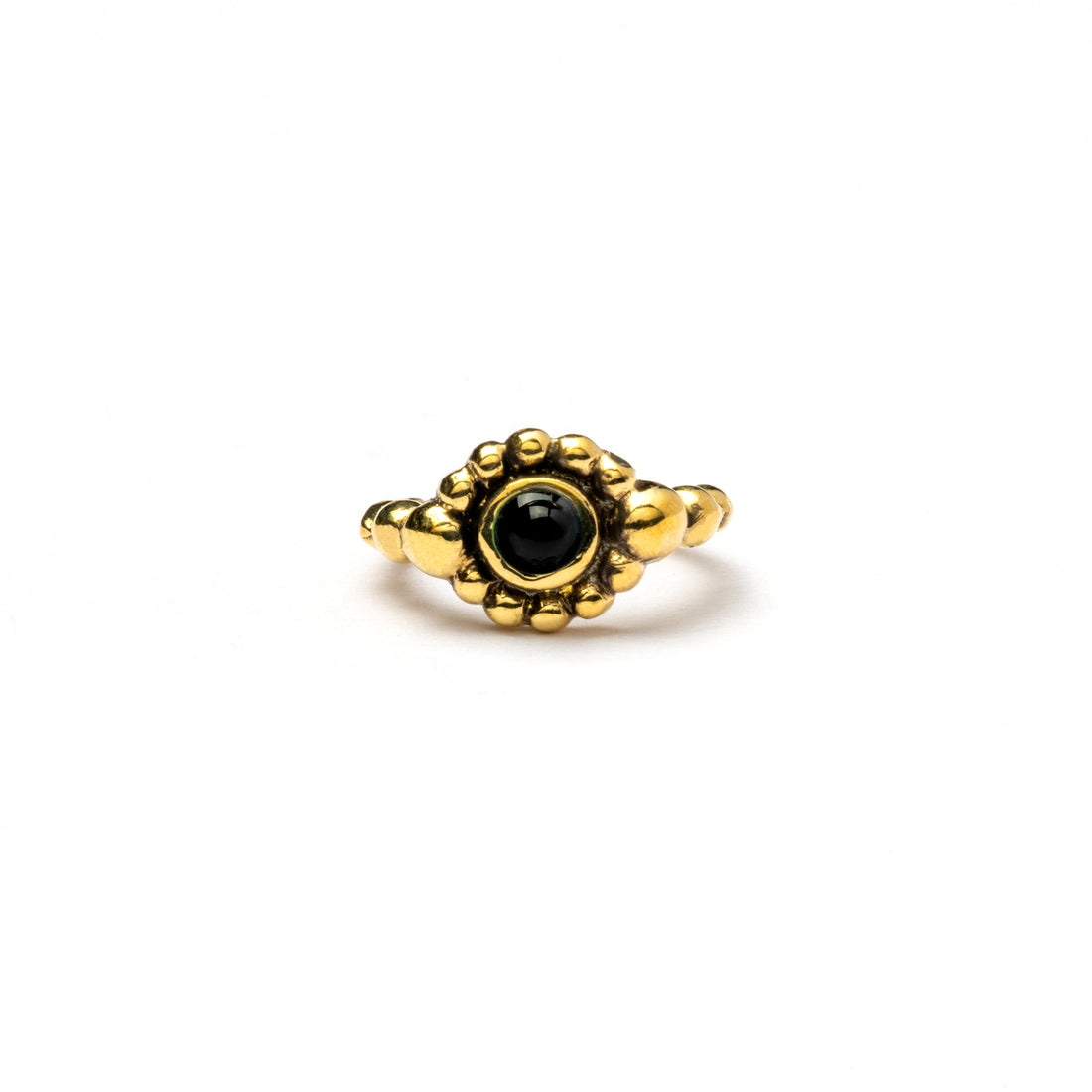 Flower Nose Ring With black Onyx frontal view