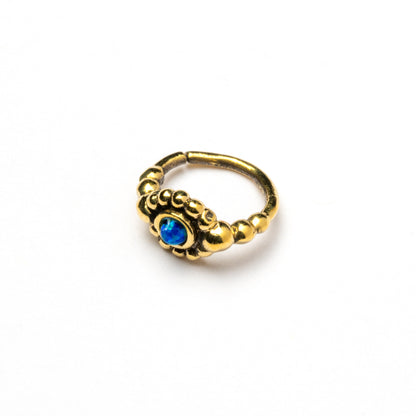Flower Nose Ring With Blue Opal right side view