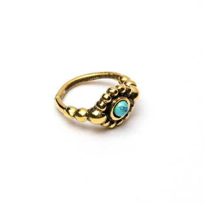 Flower Nose Ring With Turquoise left side view