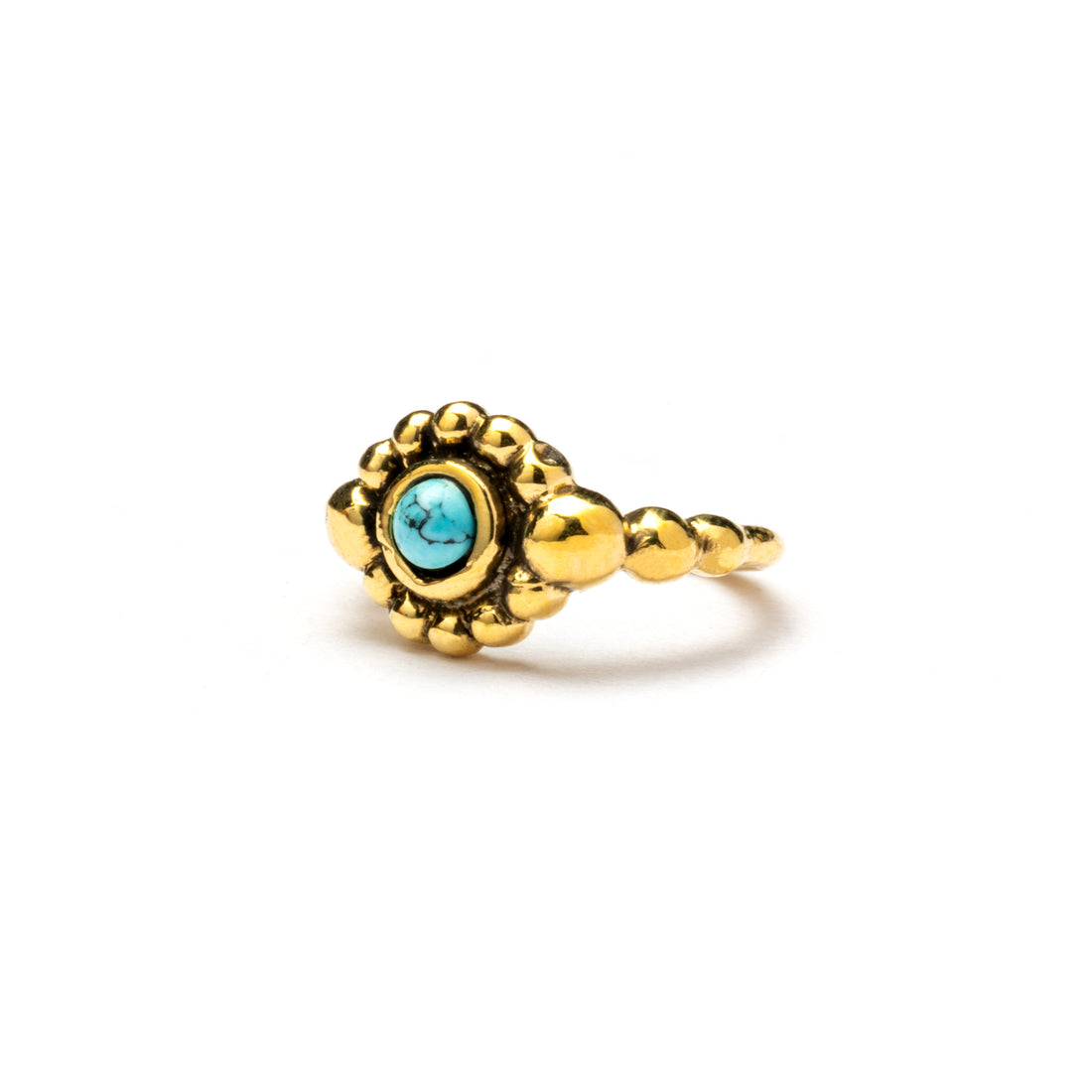Flower Nose Ring With Turquoise right side view