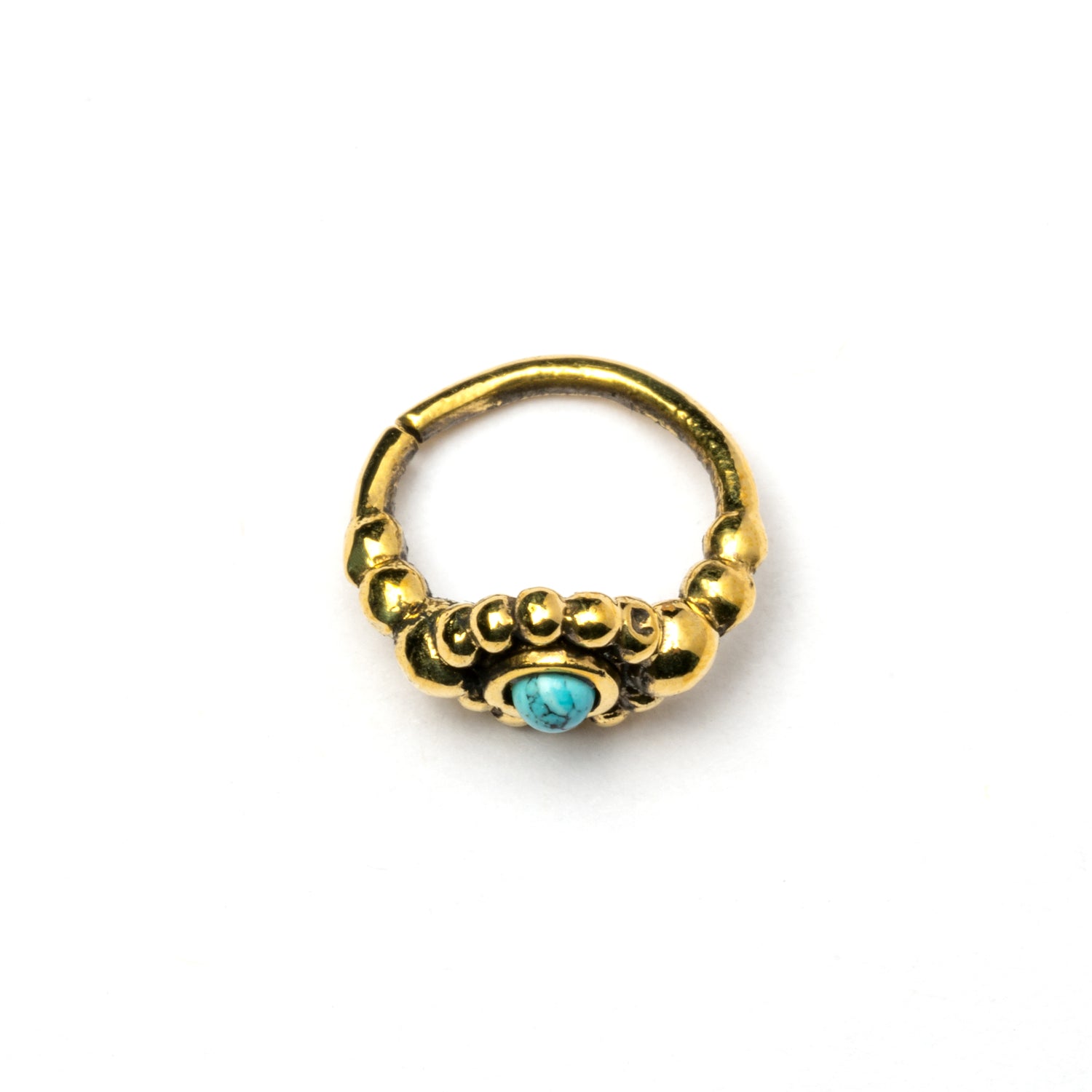 Flower Nose Ring With Turquoise side view
