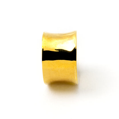 golden brass plain plug earring side view 