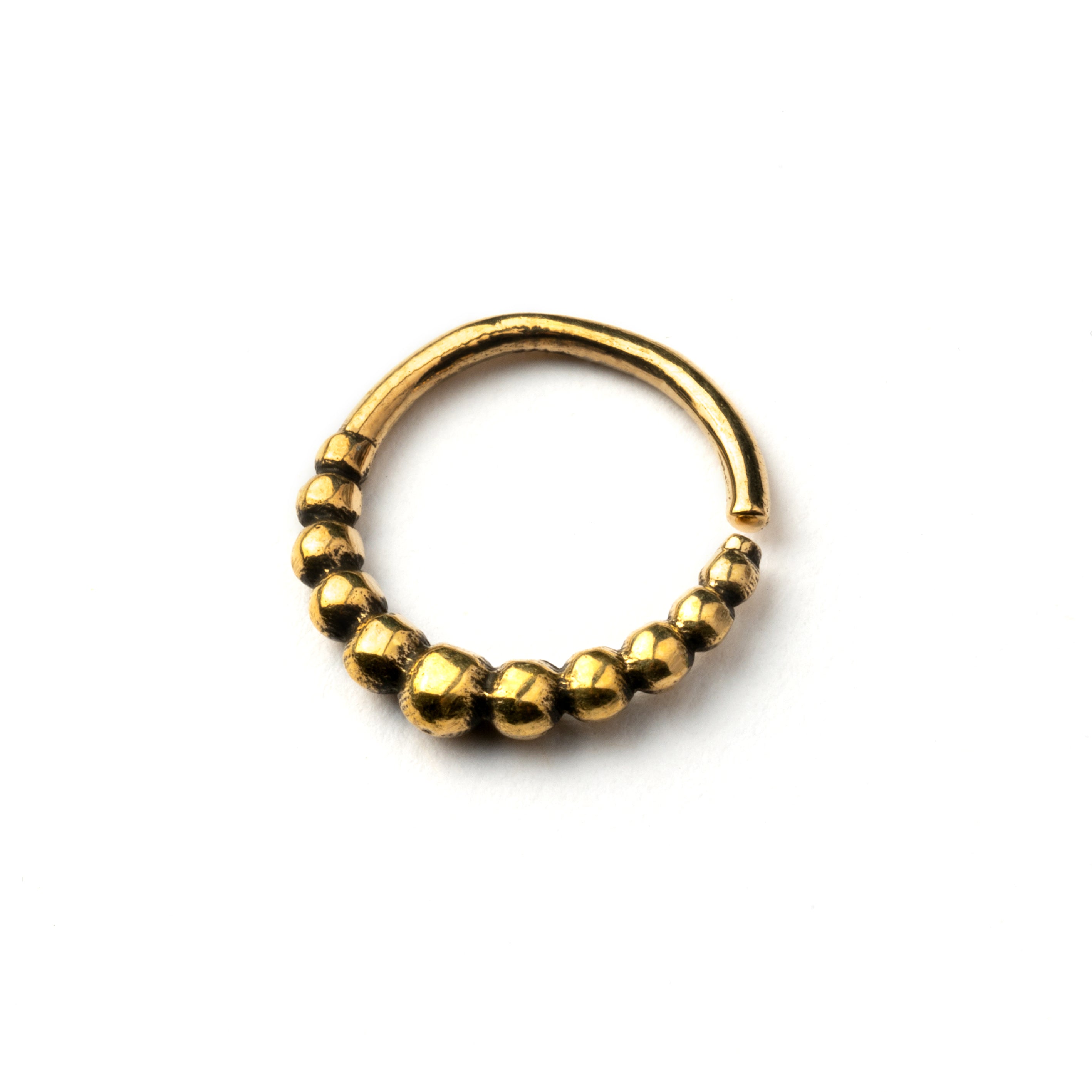 Mouji golden brass septum ring right side view