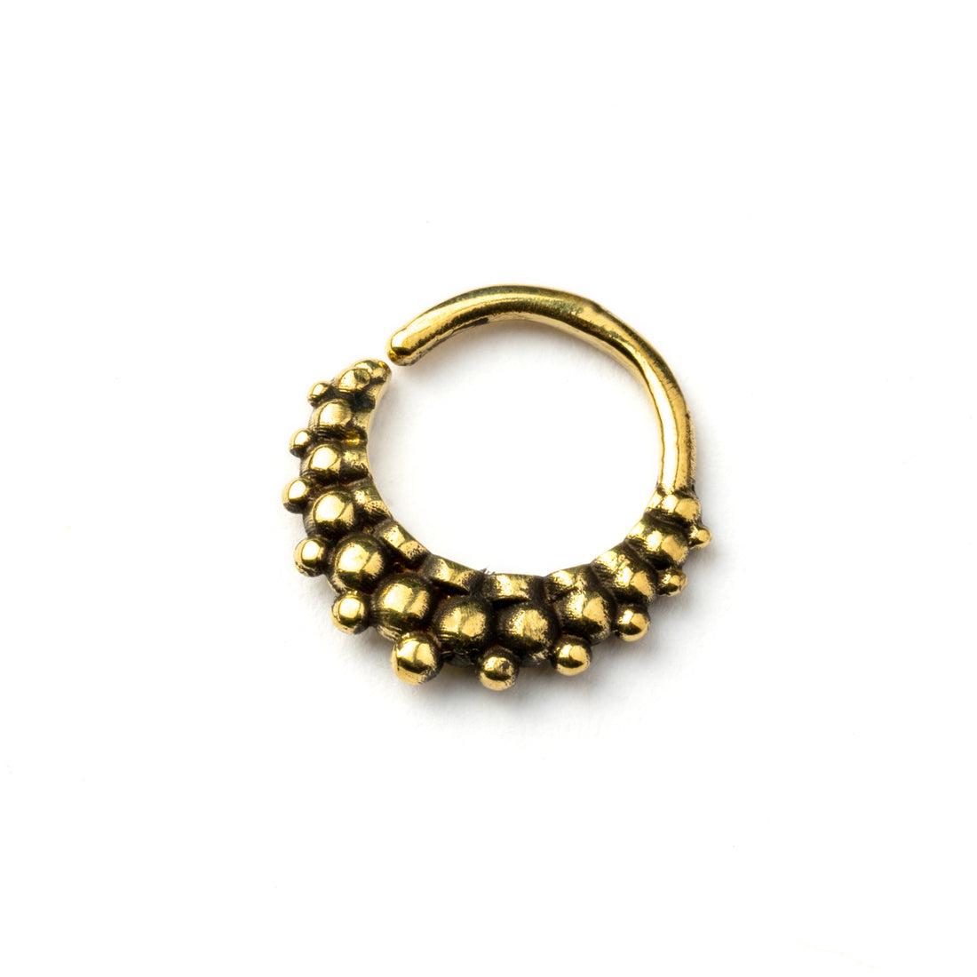 Rajee golden brass septum ring right side view