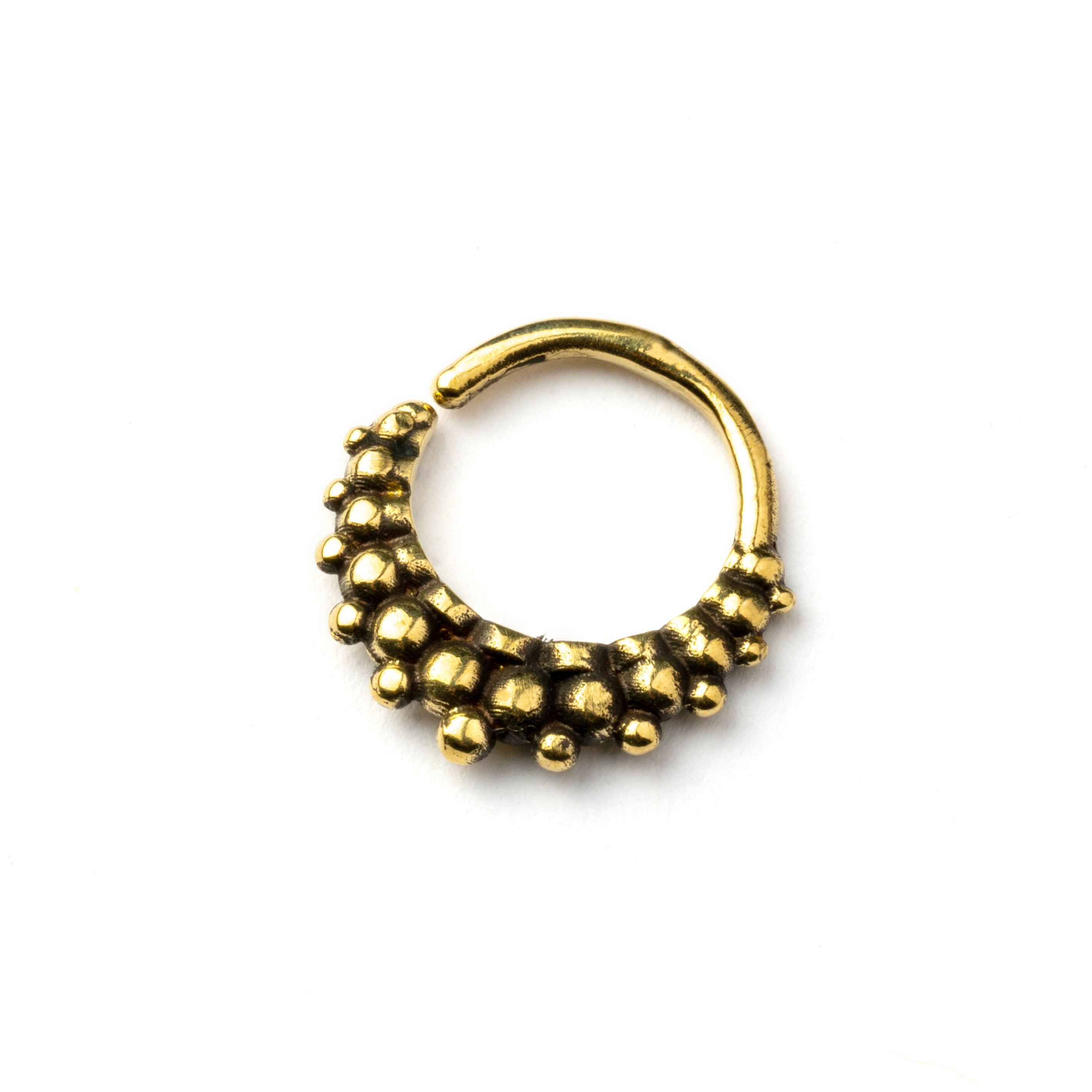 Rajee golden brass septum ring right side view